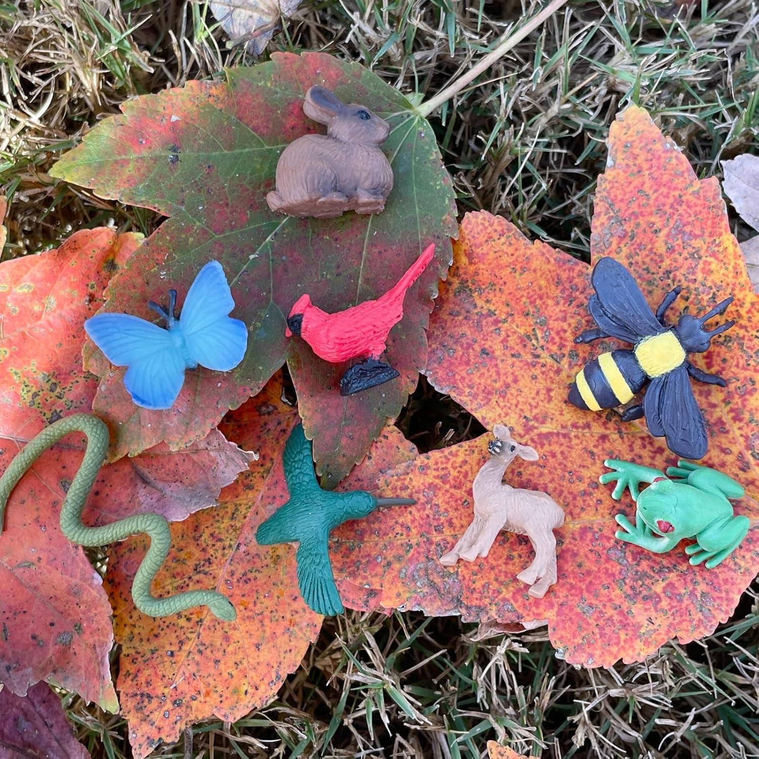 Safari Ltd. Good Luck Minis Backyard Fun Pack – Mini Figurines Including Rabbit, Frog, Butterfly, Snake, Doe, Cardinal, Honey Bee, Hummingbird – Educational Toy Figures for Boys, Girls & Kids Ages 5+