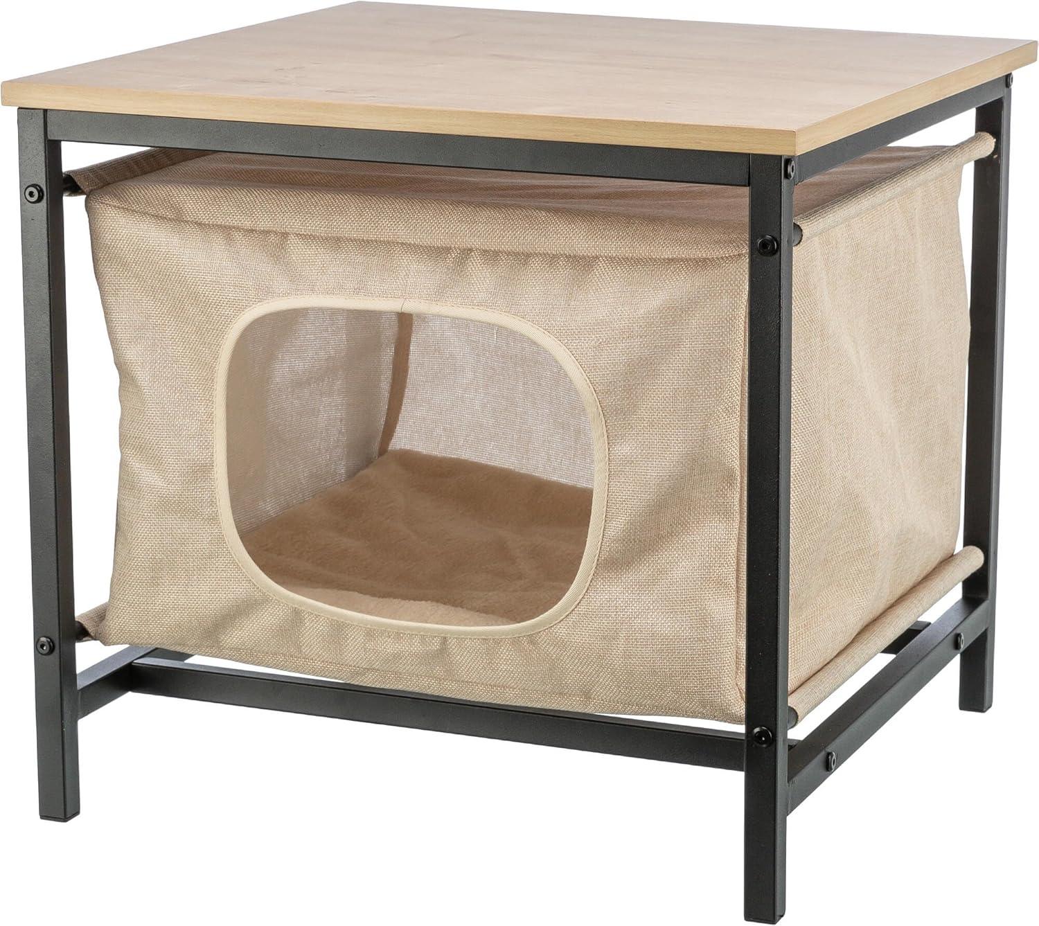 TRIXIE TRIXIE Emmie Indoor Cat Condo, Cat Bed Side Table & Nightstand, Cat Hideaway Cave with Cozy Cushion