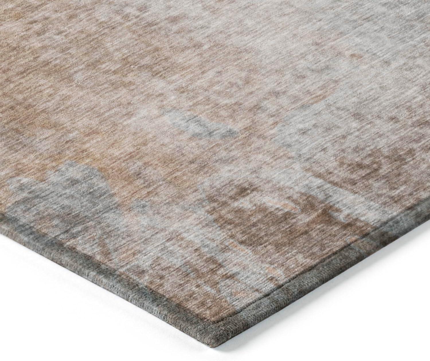 Mocha Abstract Flat Woven Synthetic Rectangular Rug 3' x 5'