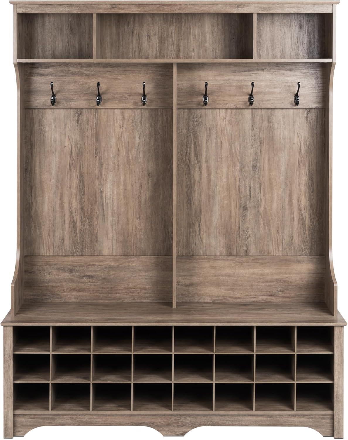 Gracie Oaks Gracie Hall Tree 60'' Wide with Bench and Shoe Storage