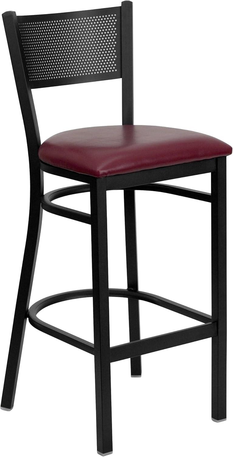 Flash Furniture Miranda Commercial Grade Grid Back Metal Restaurant Barstool with Vinyl Seat