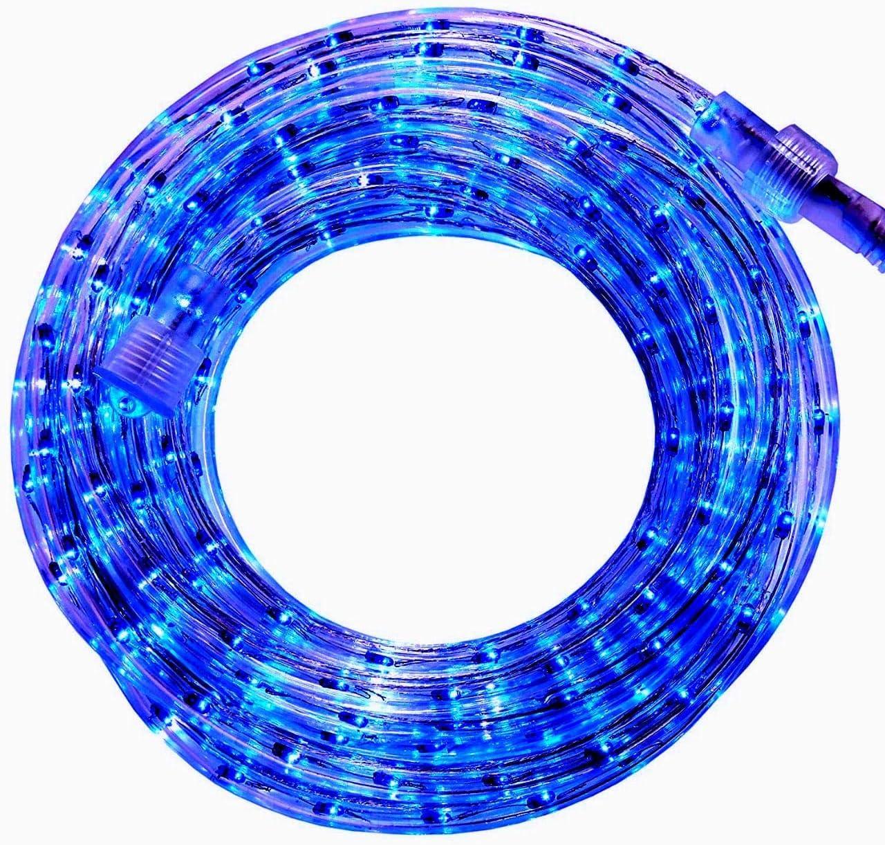 18 ft. LED Blue Rope Light Kit, 216 Lights, Ready-to-Install Connectable Indoor-Outdoor Tube Light, Mounting Clips Included