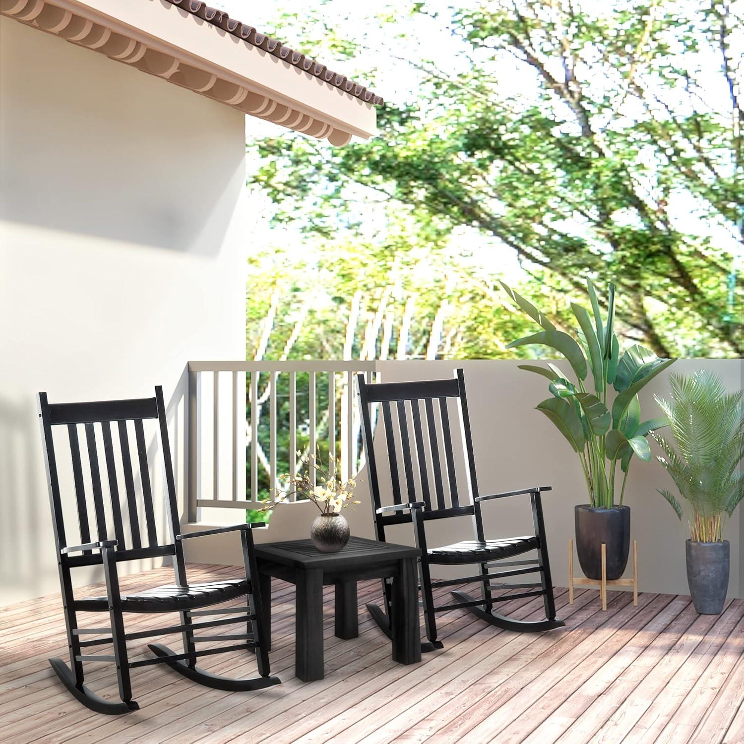 Outsunny Outdoor Rocking Chair, Wooden Rustic High Back All Weather Rocker, Slatted for Indoor, Backyard & Patio, Natural