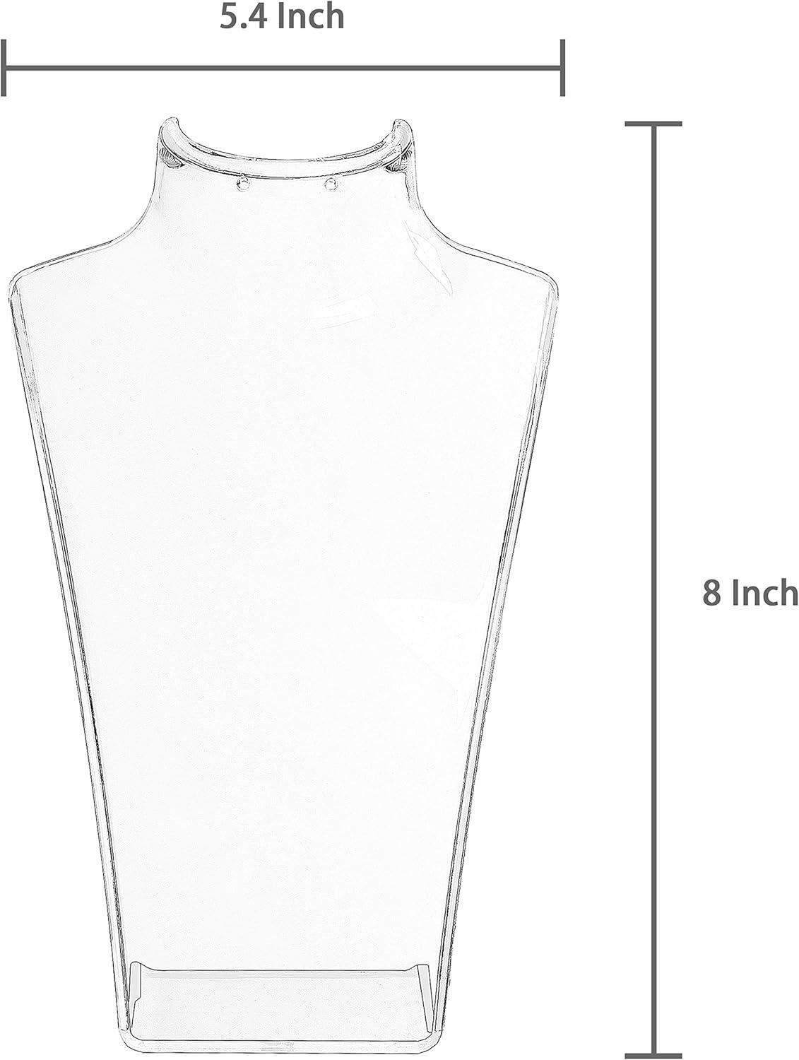 8-Inch Clear Acrylic Necklace & Earring Jewelry 3D Bust Display Stand, Set of 2
