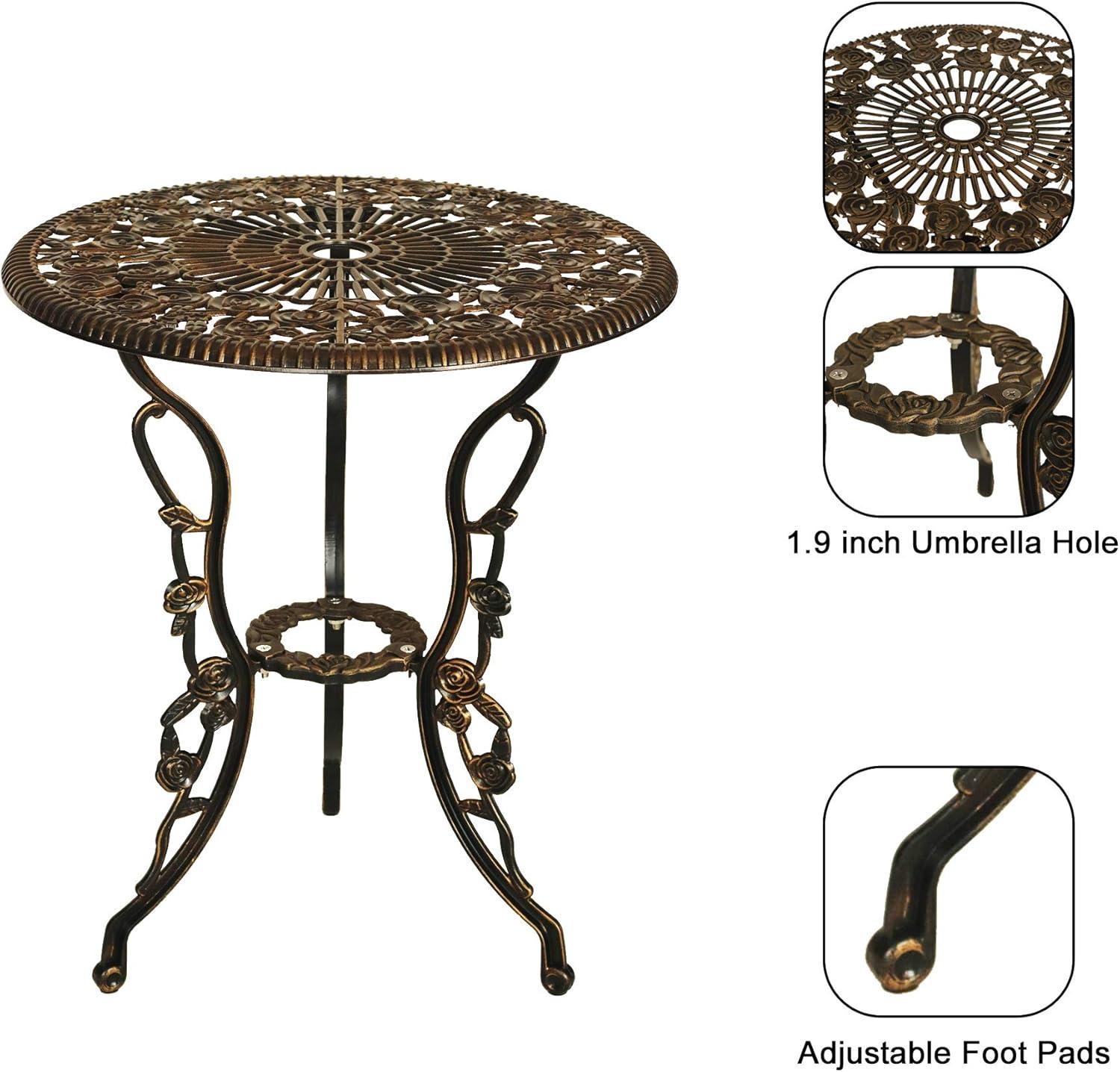 Bloomsbury Market Busselton Round 4 - Person Cast Aluminum Patio Bistro Set Brown