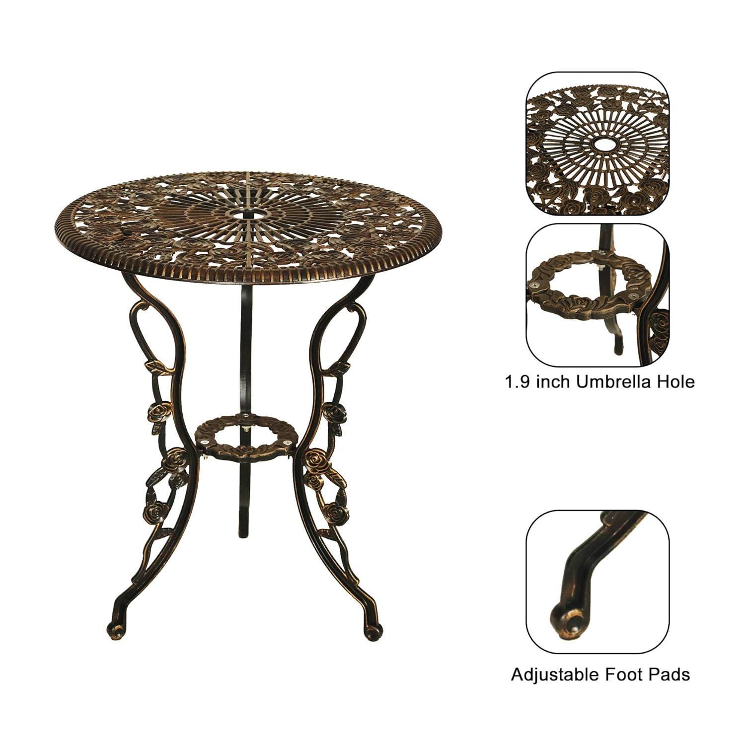 Bloomsbury Market Busselton Round 4 - Person Cast Aluminum Patio Bistro Set Brown
