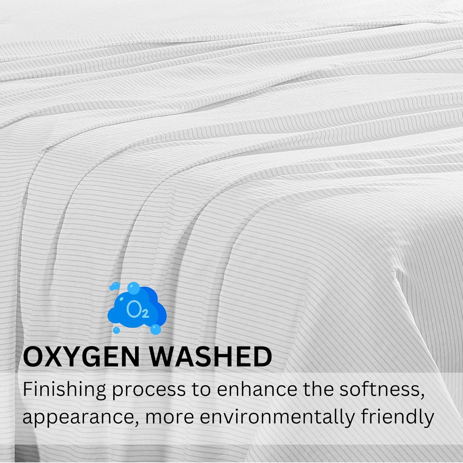 Casa Platino Standard Pillow Cases Set of 2 – Pre-Washed Soft & Breathable Pillowcases - Brushed Microfiber Pillow Covers - Easy Care - Standard Size Pillow Cases - 20x30 Inches, Ticking Stripe Silver