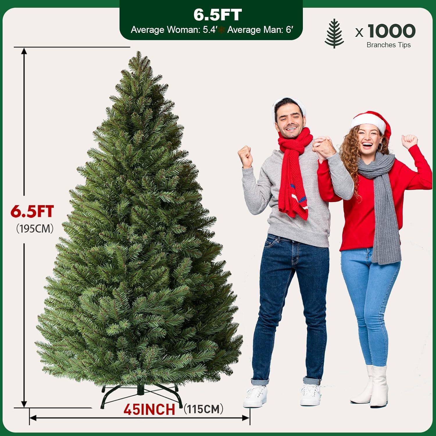 6.5ft Green PVC Fir Artificial Christmas Tree with Metal Stand