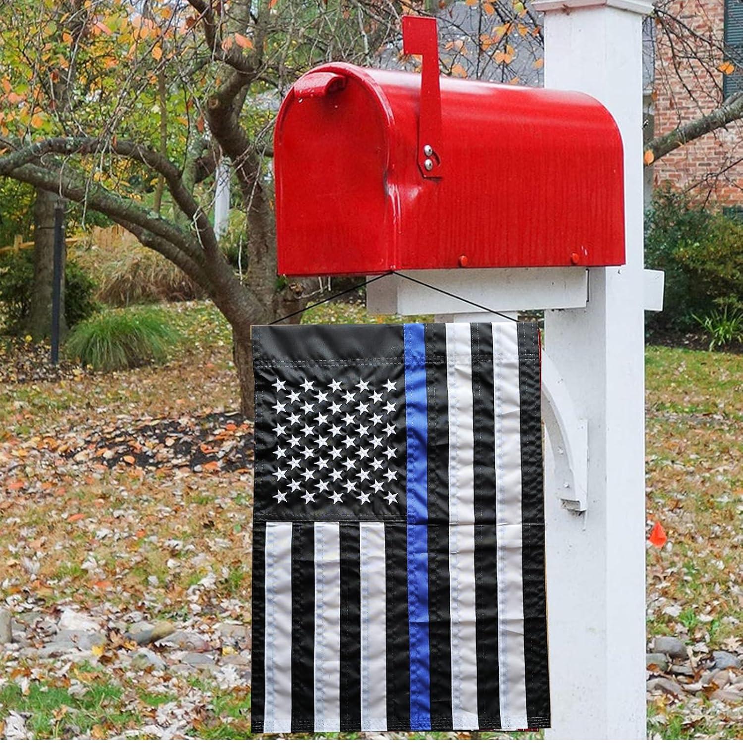 ERT Thin Blue Line Garden Flag Double sided 12.5 x 18 Inch Police Flag American Flag Made by Oxford lawn decoration Outdoor Indoor