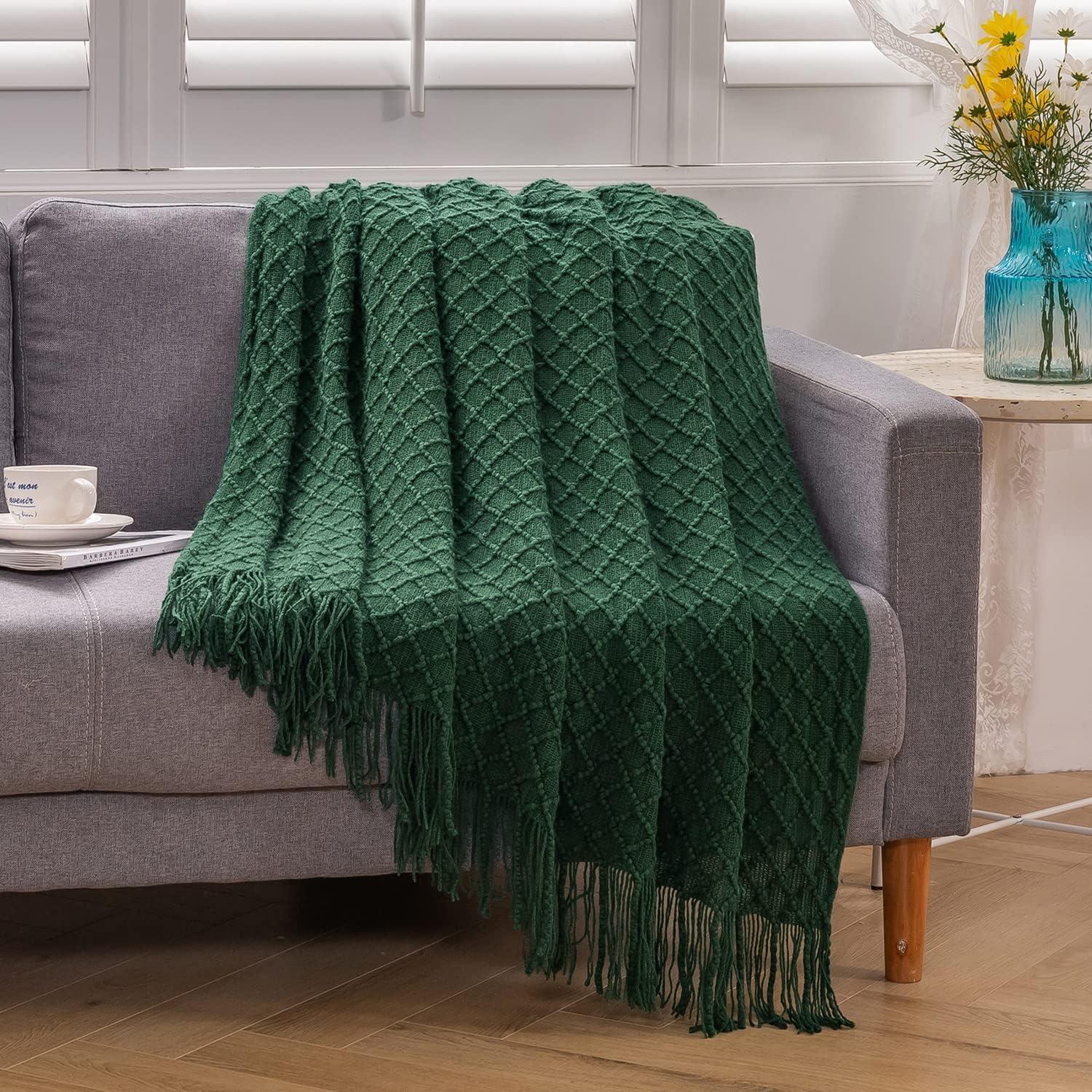 Lunarose Throw Blanket for Couch,Soft Cozy Knit Blanket,Lightweight Decorative Throw for Sofa Chair Bed Travel and Living Room-All Seasons Suitable for Women,Men and Kids (White-Wave, 50"x60")