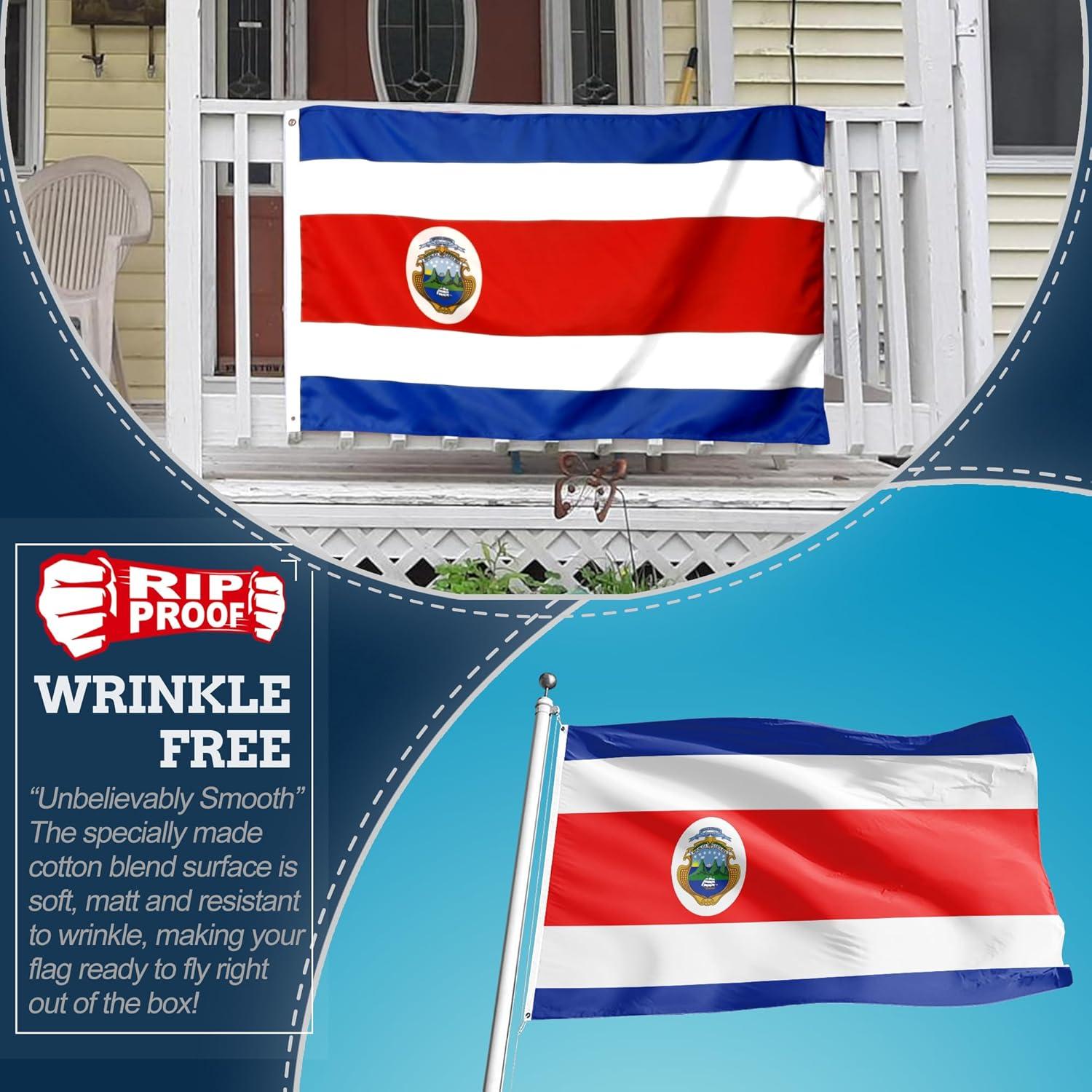 Anley 3' x 5' Rip-Proof Technology Double Sided 3-Ply Costa Rica Flag