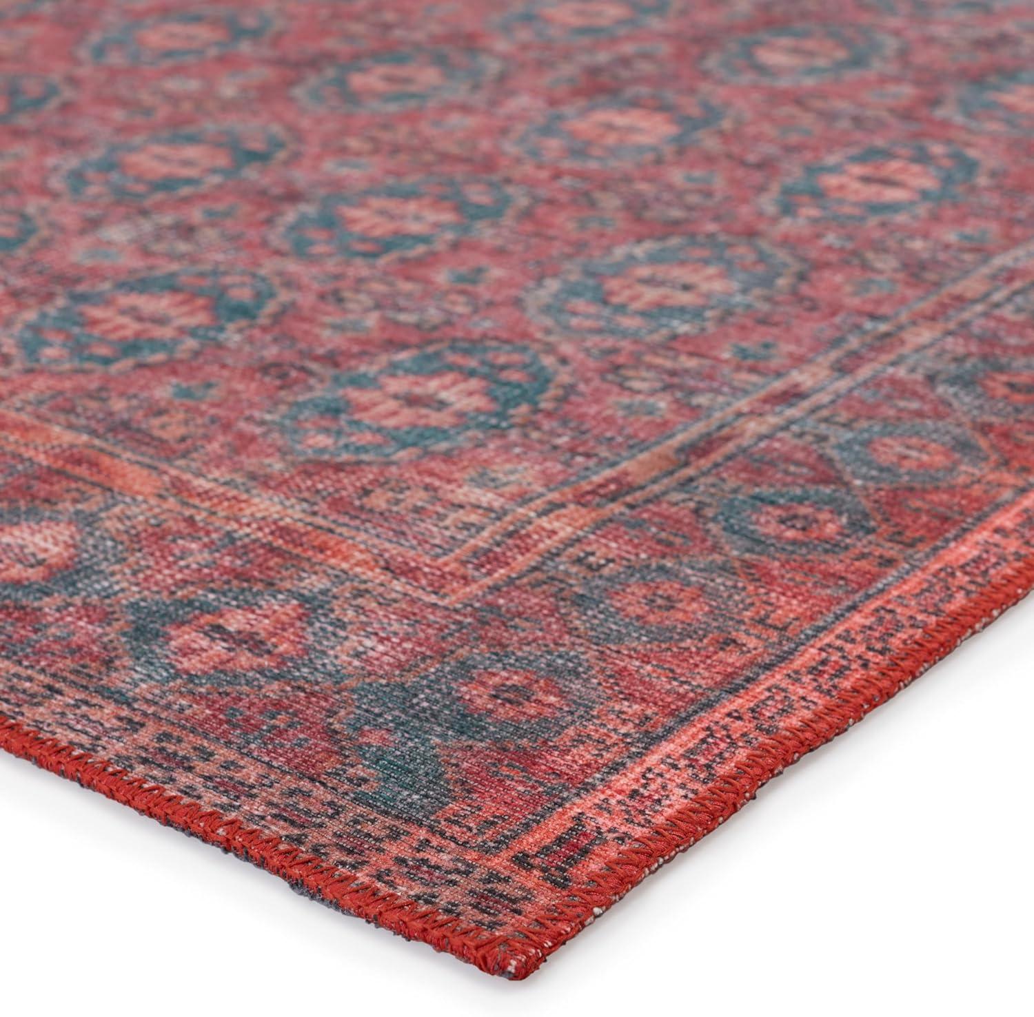 Kate Lester + Jaipur Living Machine Washable Kalinar Power Loom Performance Dark Red/Blue Rug & Reviews | Wayfair