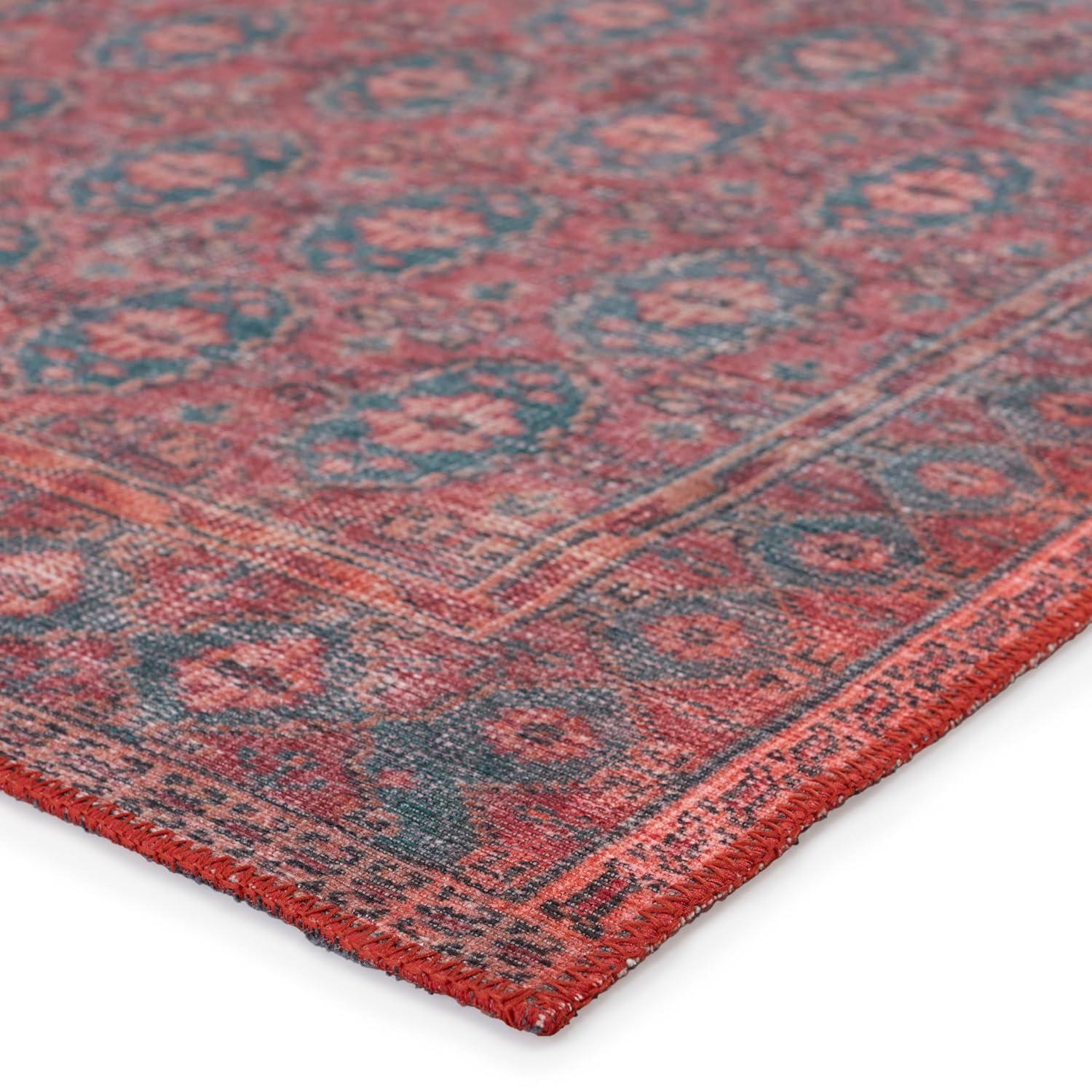 Kate Lester + Jaipur Living Machine Washable Kalinar Power Loom Performance Dark Red/Blue Rug