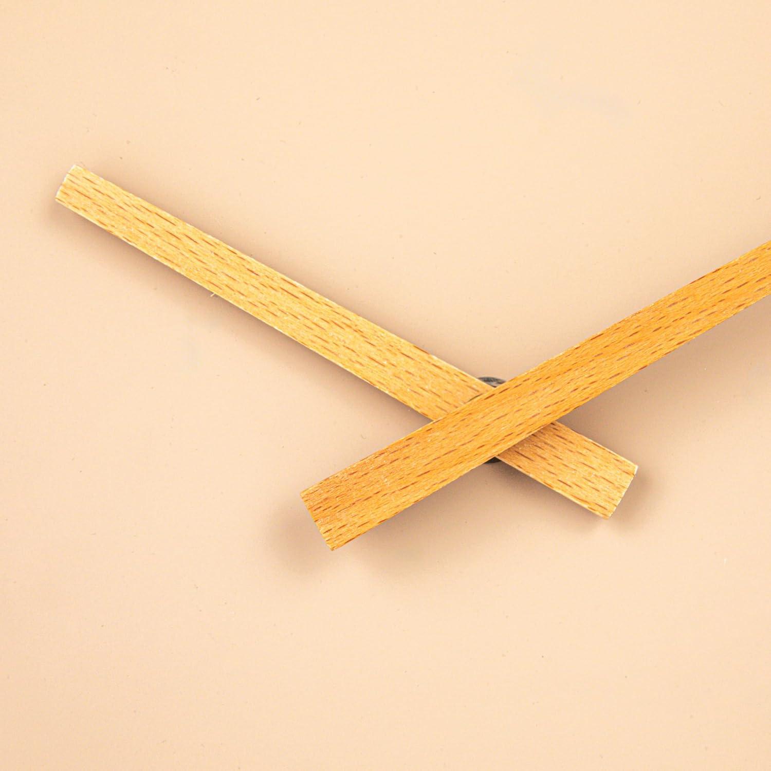 Creative Co-Op Round Stoneware and Wood Wall Clock, Beige and Natural