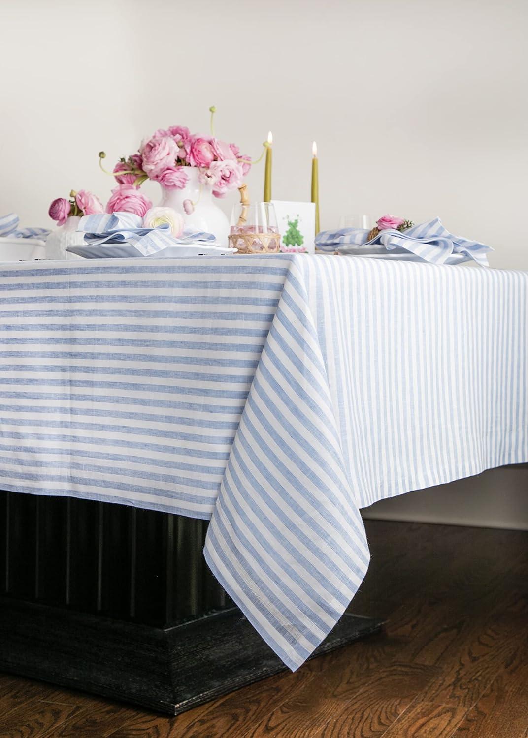 Solino Home Amalfi Stripe - 100% Pure Linen Tablecloth
