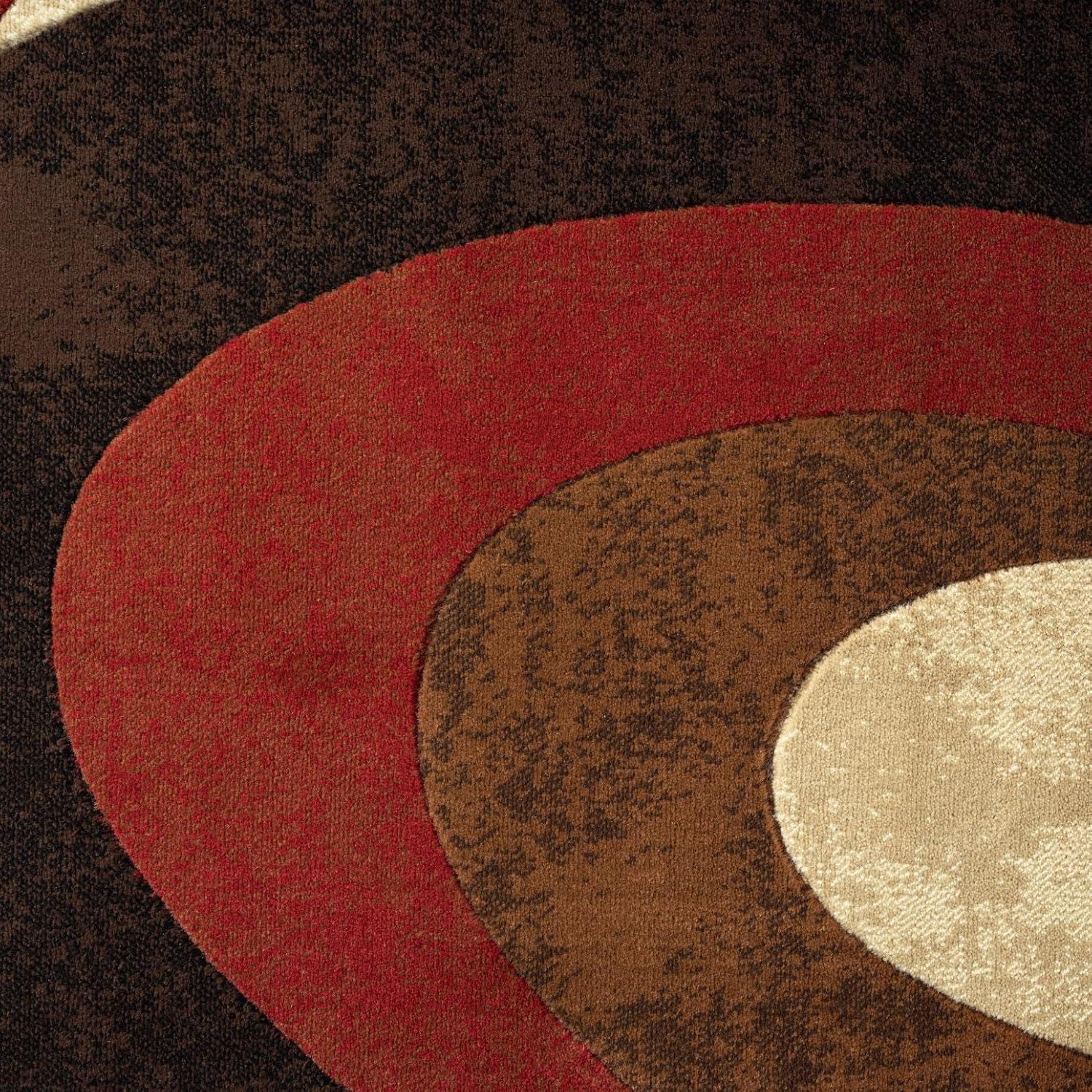 Home Dynamix Slade Contemporary Abstract Runner Area Rug, Brown/Red, 1'9"x7'2"