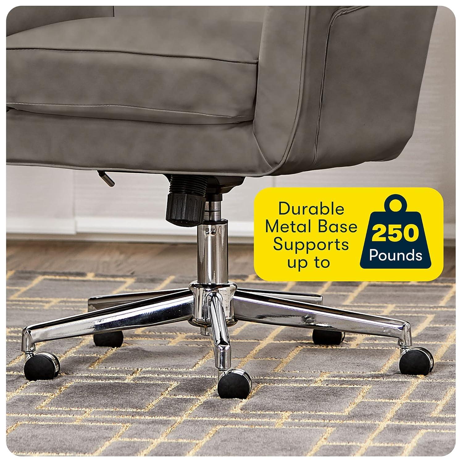 Style Ashland Home Office Chair Gathering Gray - Serta: Mid-Century, Tufted, Computer Chair
