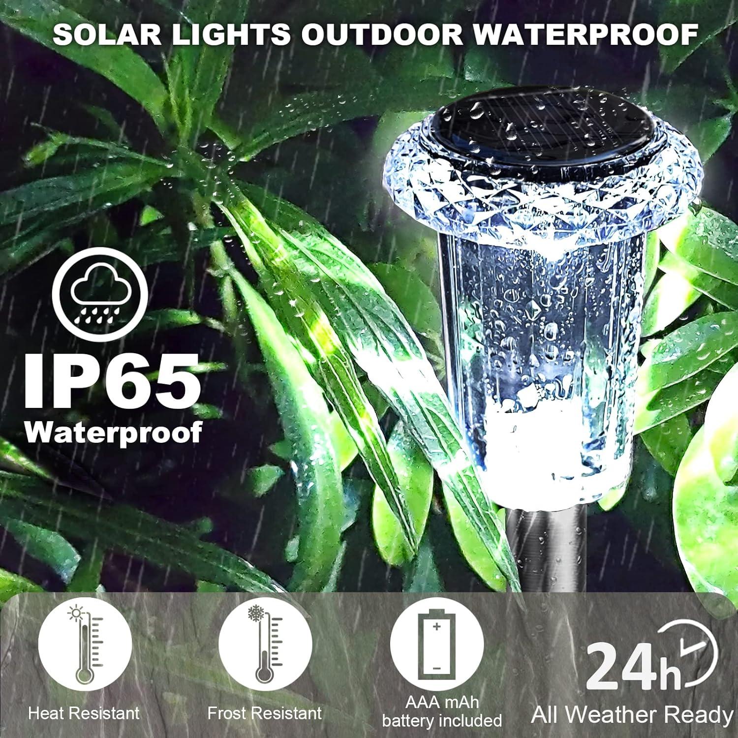 Cool White Stainless Steel LED Solar Pathway Lights Multipack