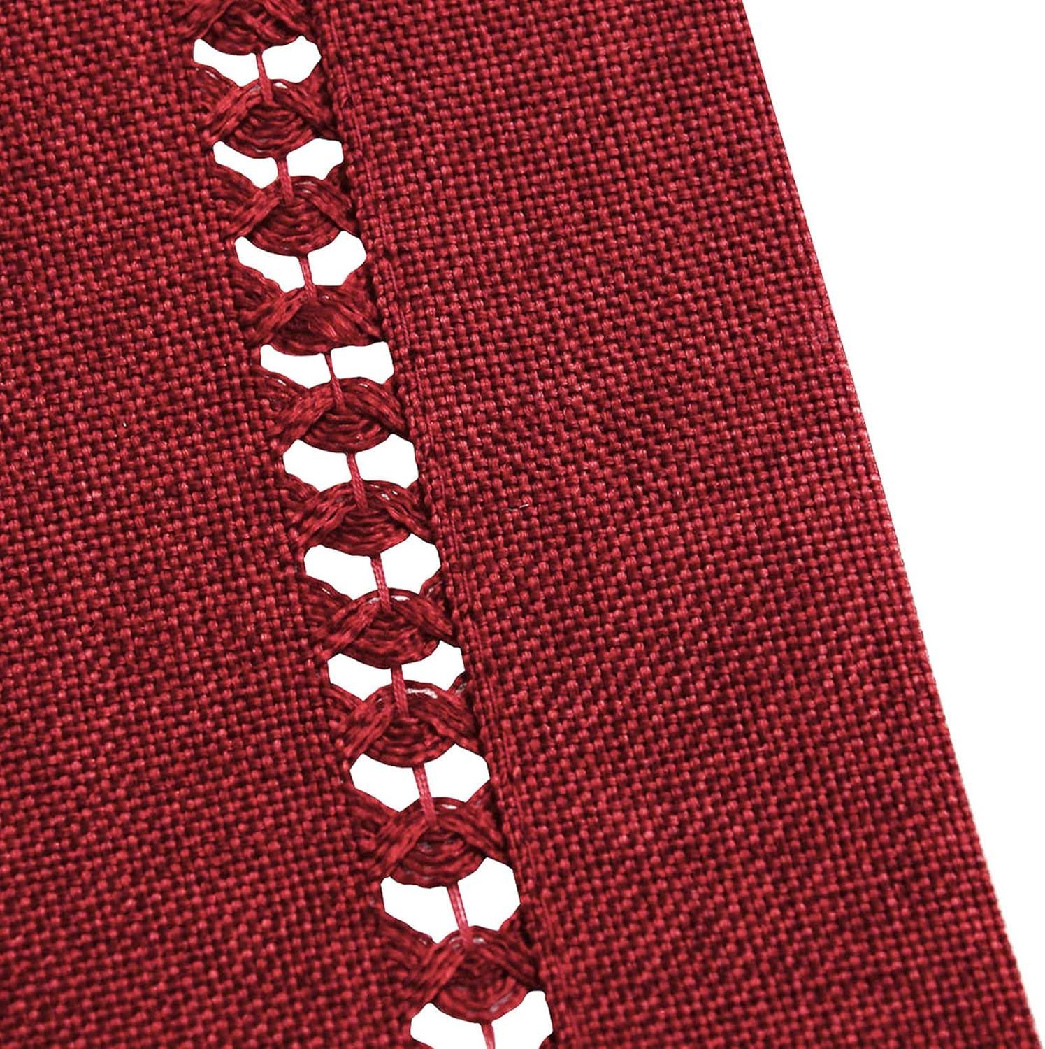 Fennco Styles Stylish Solid Color with Hemstitched Border Table Runner (Red, 14"x36" Table Runner)