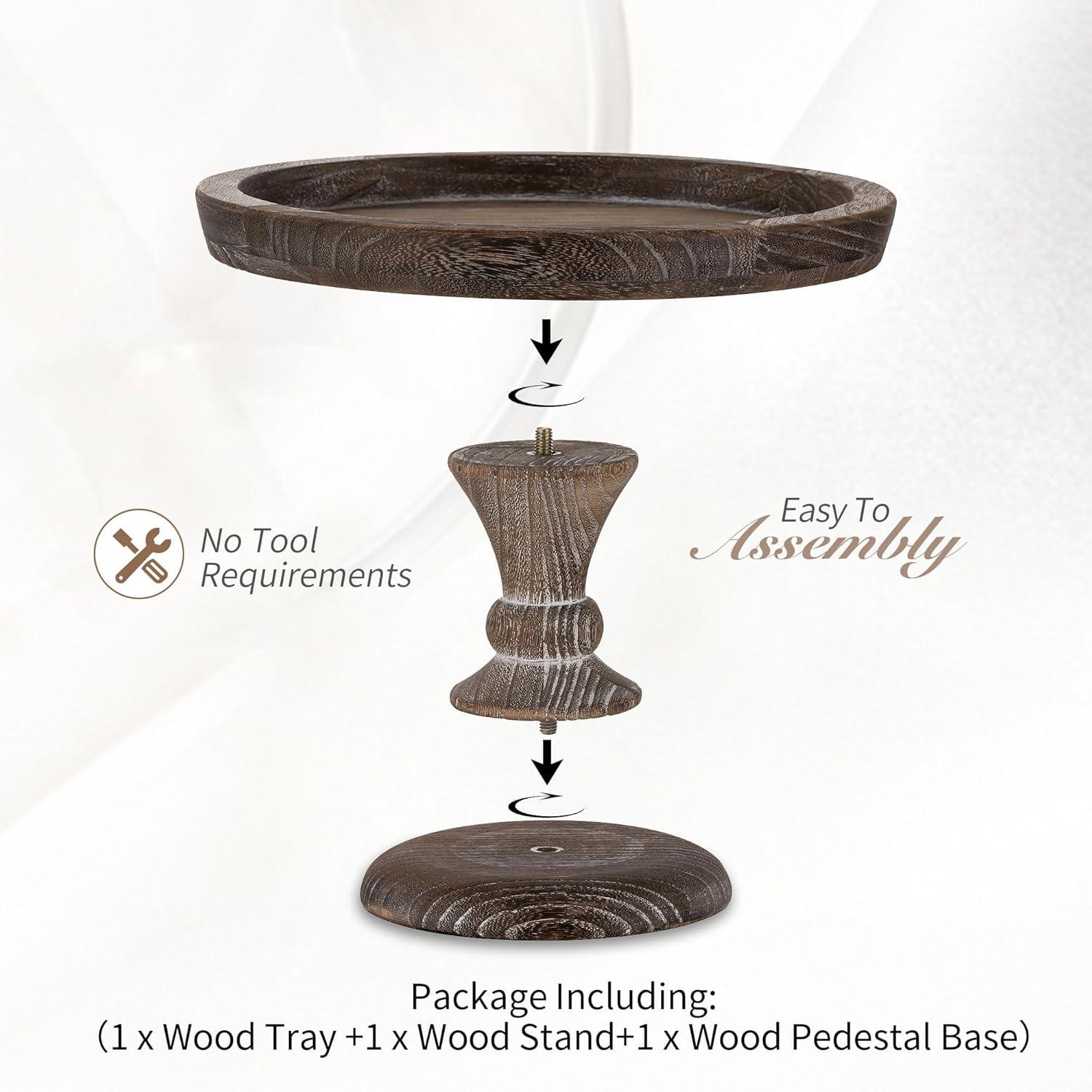 Hanobe Round Wood Display Riser: Rustic Wooden Risers Decorative Pedestal Plate Stand Small Cake Holder Tray for Wedding Birthday Decor