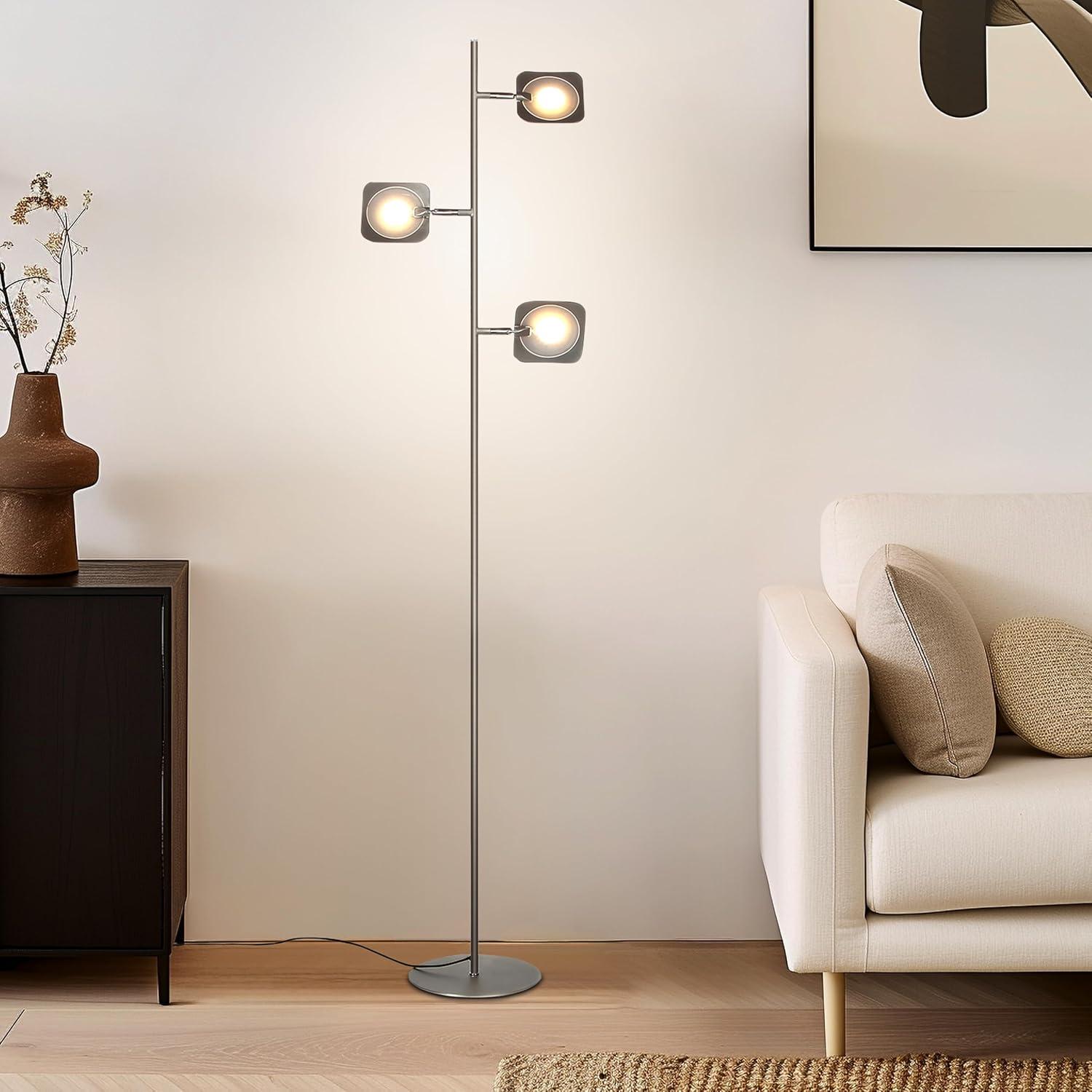 Brightech Tree Industrial LED 3-Way Dimming Floor Lamp with 3 Adjustable Spot Lights