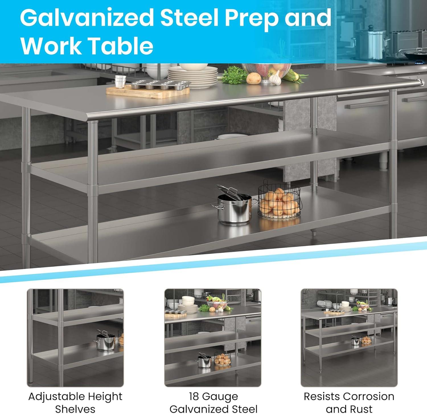 Woodford NSF Stainless Steel 18 Gauge Work Table with 2 Undershelves