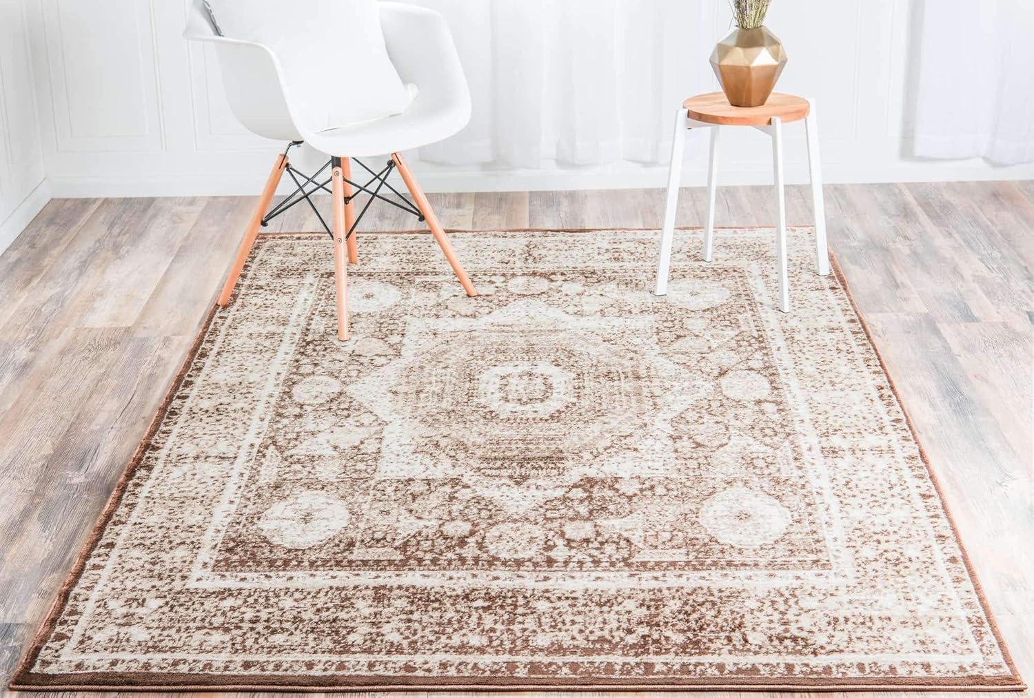 Unique Loom Imperial Collection Area Rug - Lygos (4' 1" x 6' 1" Rectangle Chocolate Brown/Beige)