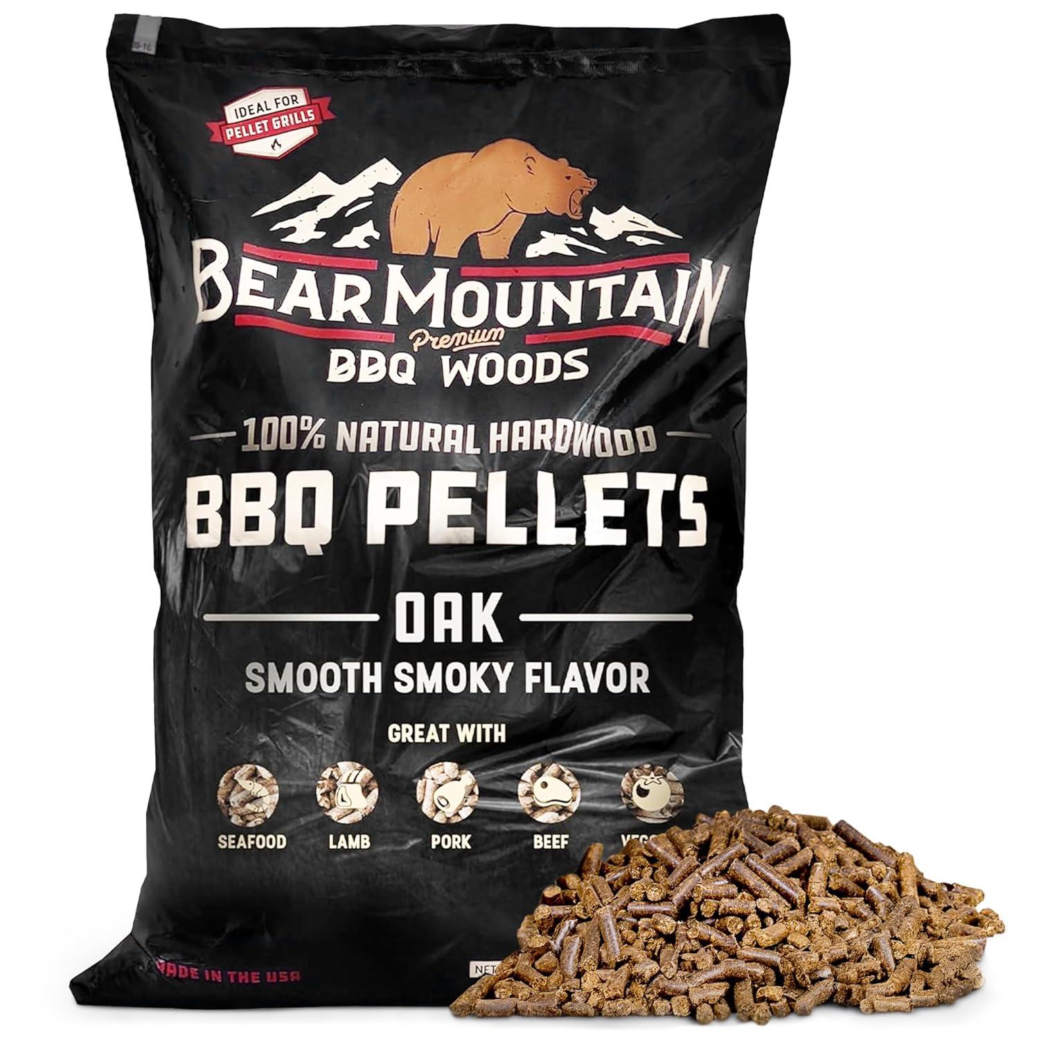 Bear Mountain BBQ Premium All Natural Earthy and Bold Oak Smoker Wood Chip Pellets For Outdoor Gas, Charcoal, and Electric Grills, 40 Pound Bag