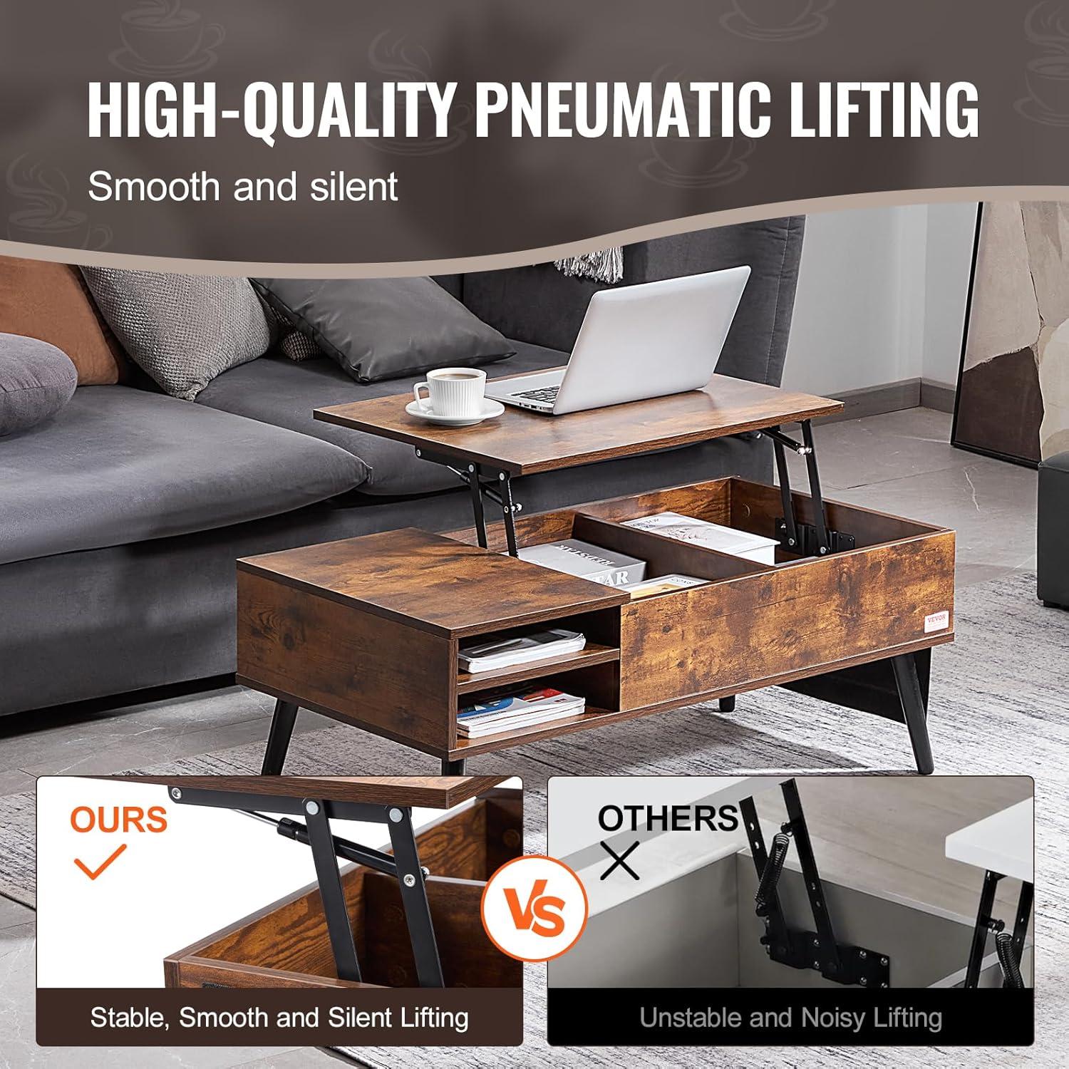 George Oliver George Oliver Lift Top Coffee Table 39.4 in Rectangle Coffee Table for Living Room Brown
