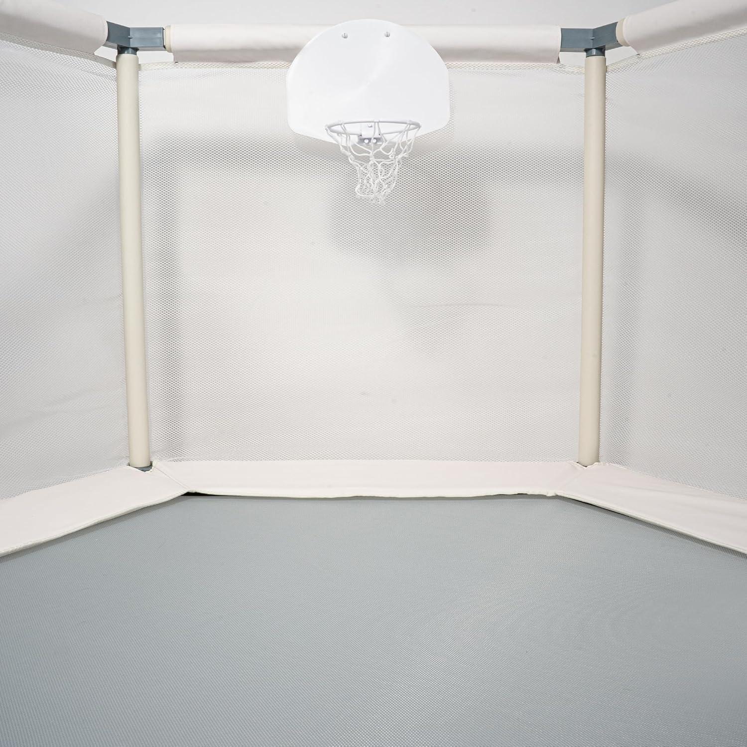 Square House Kids Trampoline, Aesthetic Indoor and Outdoor Toddler Trampoline with Safety Net, Basketball Hoop, 220lb Capacity, Ultra Safe No-Gap Design, Gifts for Boys & Girls (Arctic Blue, 4 FT)