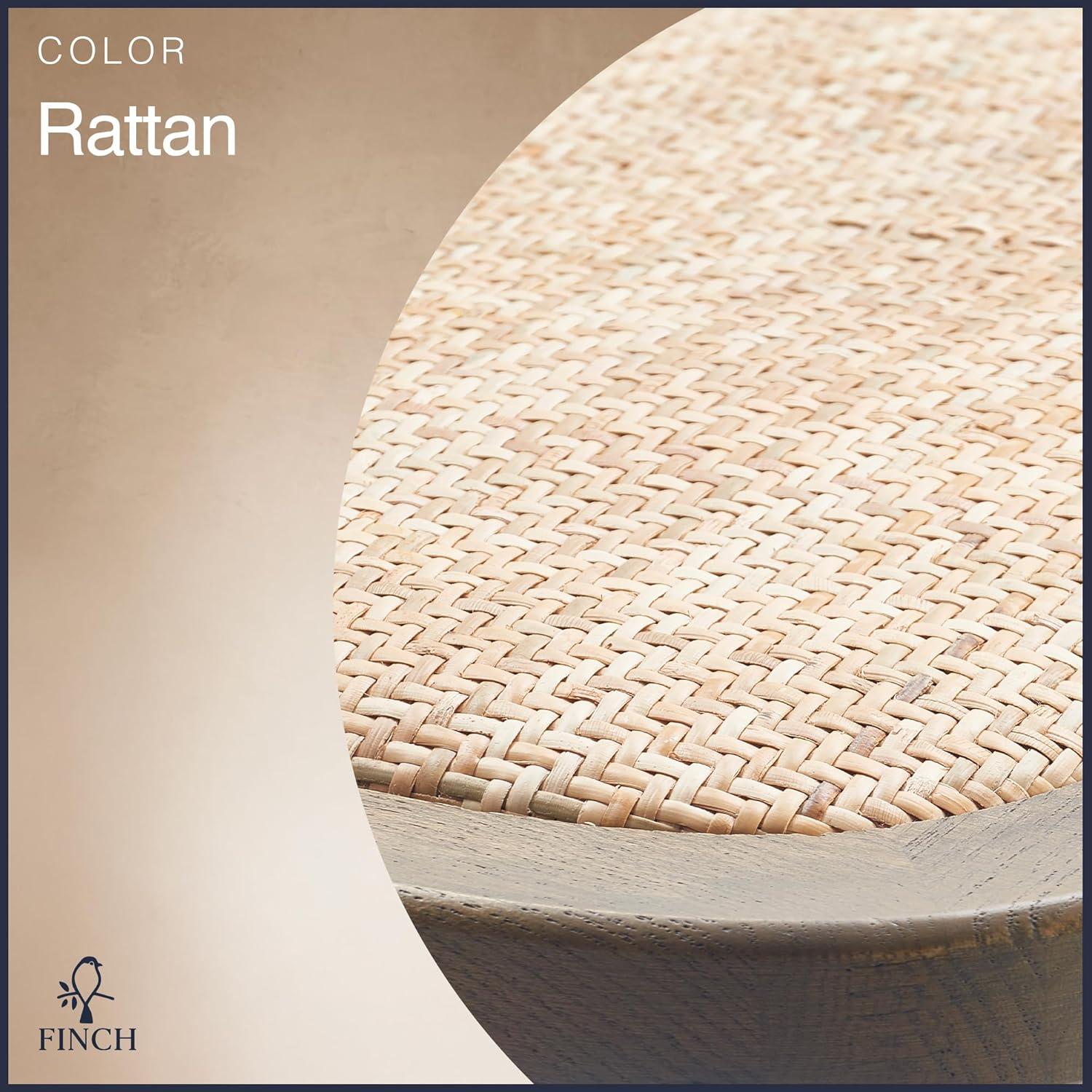 Finch Set of 2 Elmhurst Cross Back Side Chair Natural Rattan: Upholstered Polyester, Wood Legs, No Assembly Required