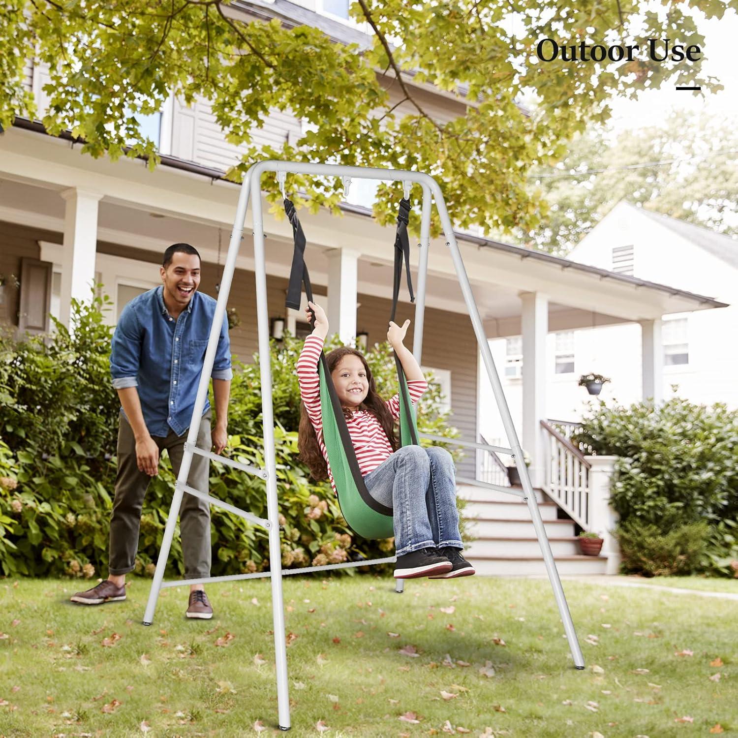 White Powder-Coated Heavy Duty Metal Hammock Chair Stand