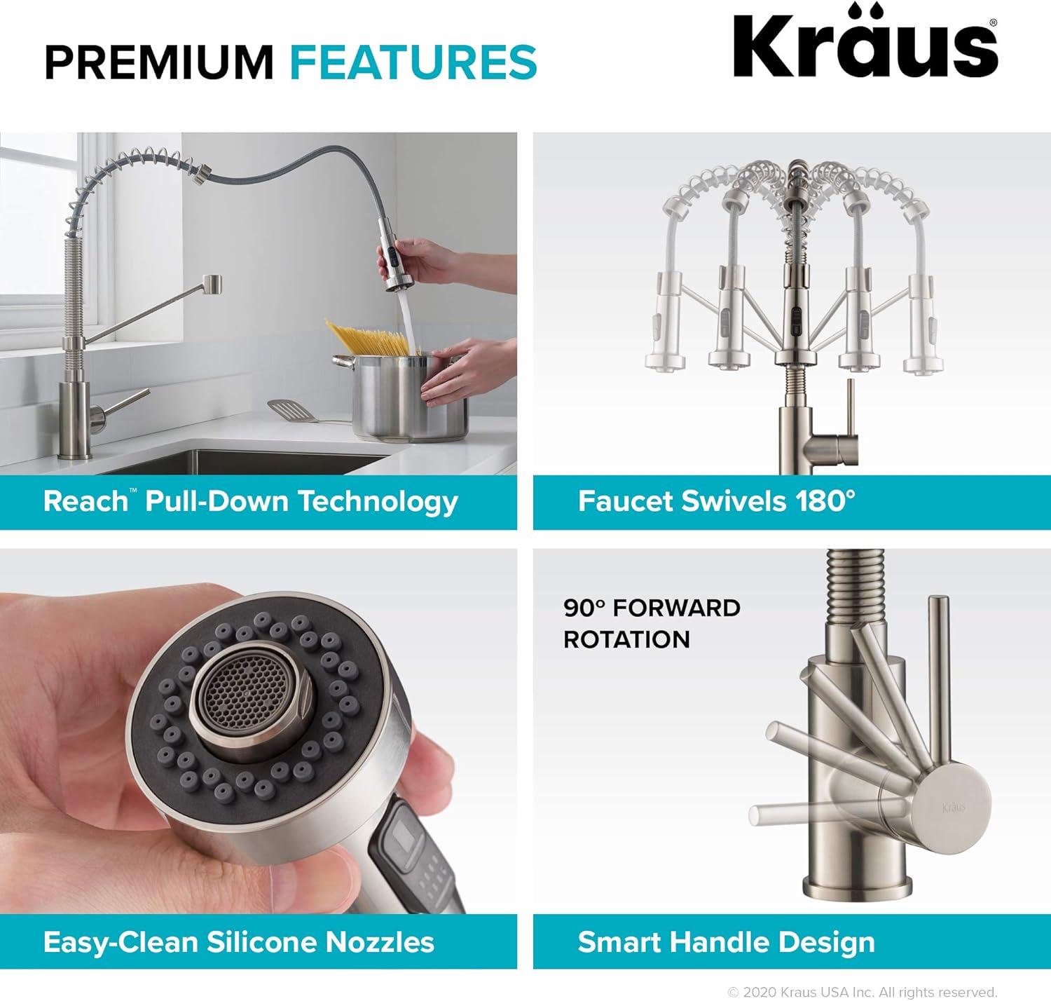 KRAUS Bolden Commercial Style 2-Function Single Handle Pull Down Kitchen Faucet