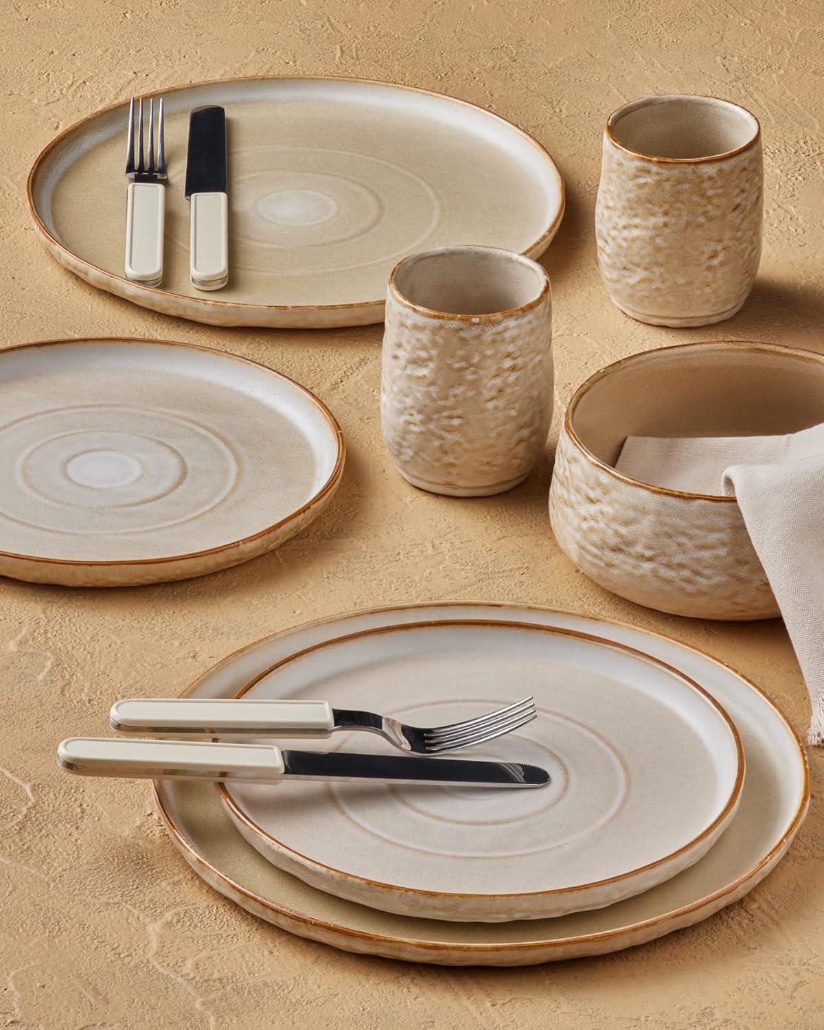 Stone by Mercer Project Shosai Stoneware Dinnerware Set Tan - 32 Piece