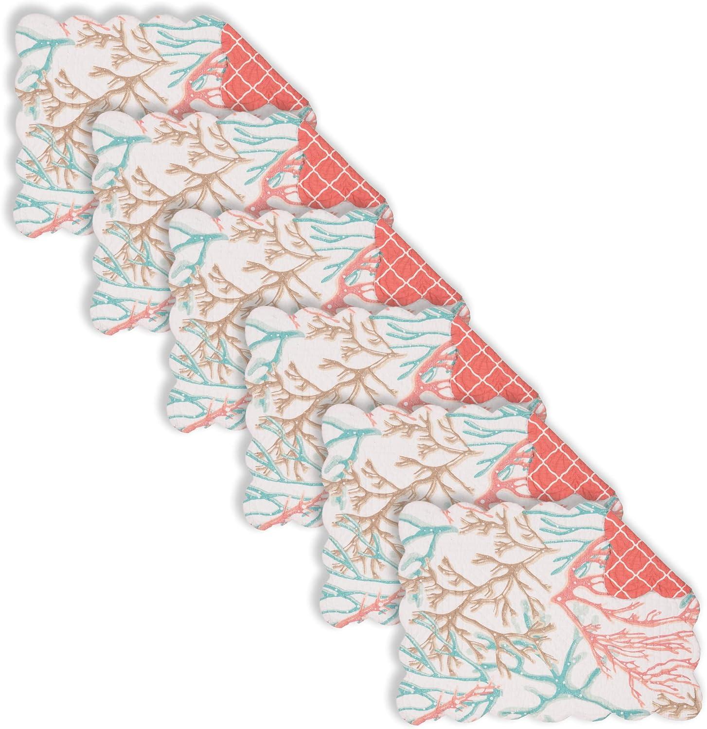 Seafoam Coral Cotton Rectangular Placemats Set of 6