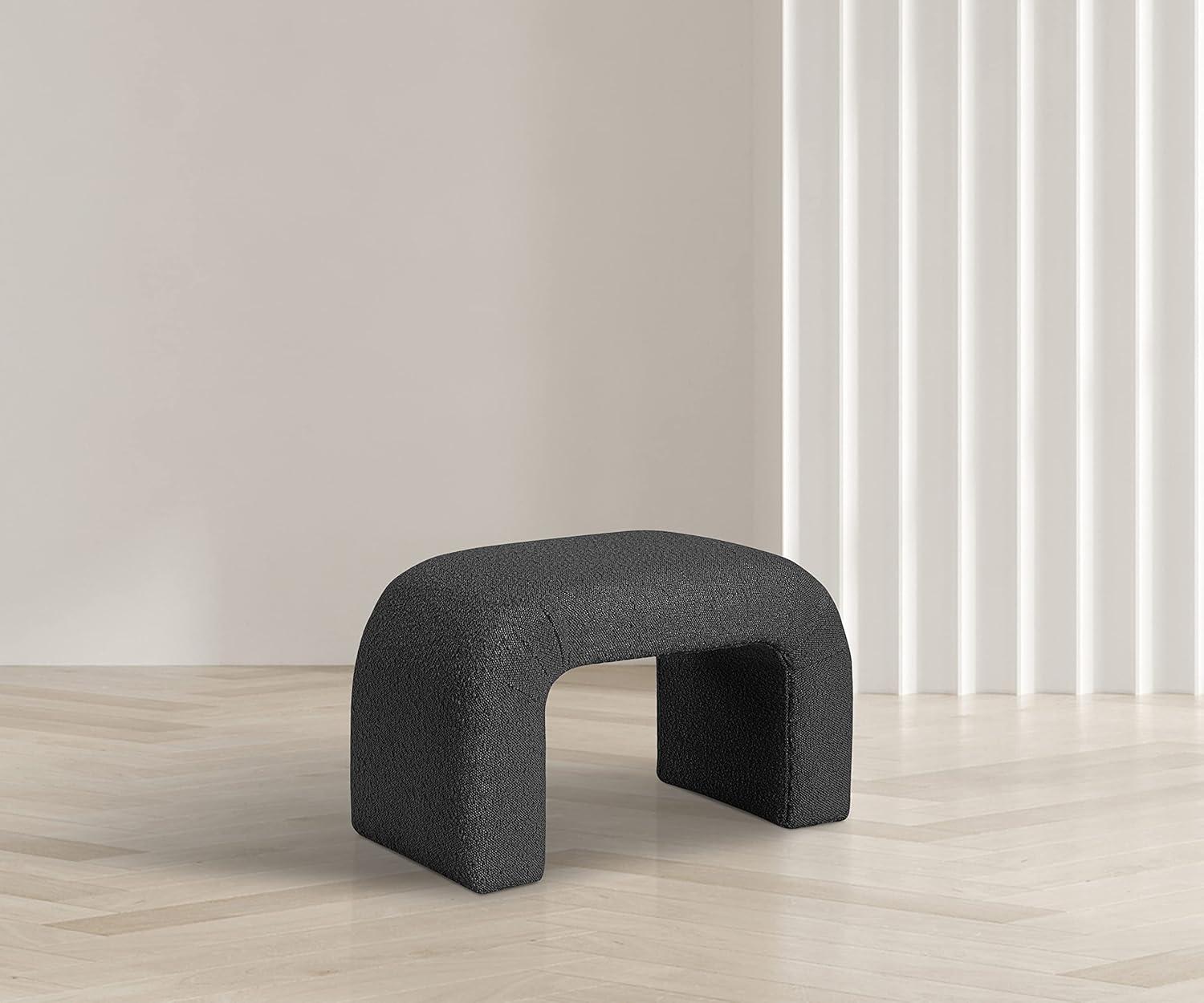 Meridian Furniture Niagara Black Boucle Fabric Bench