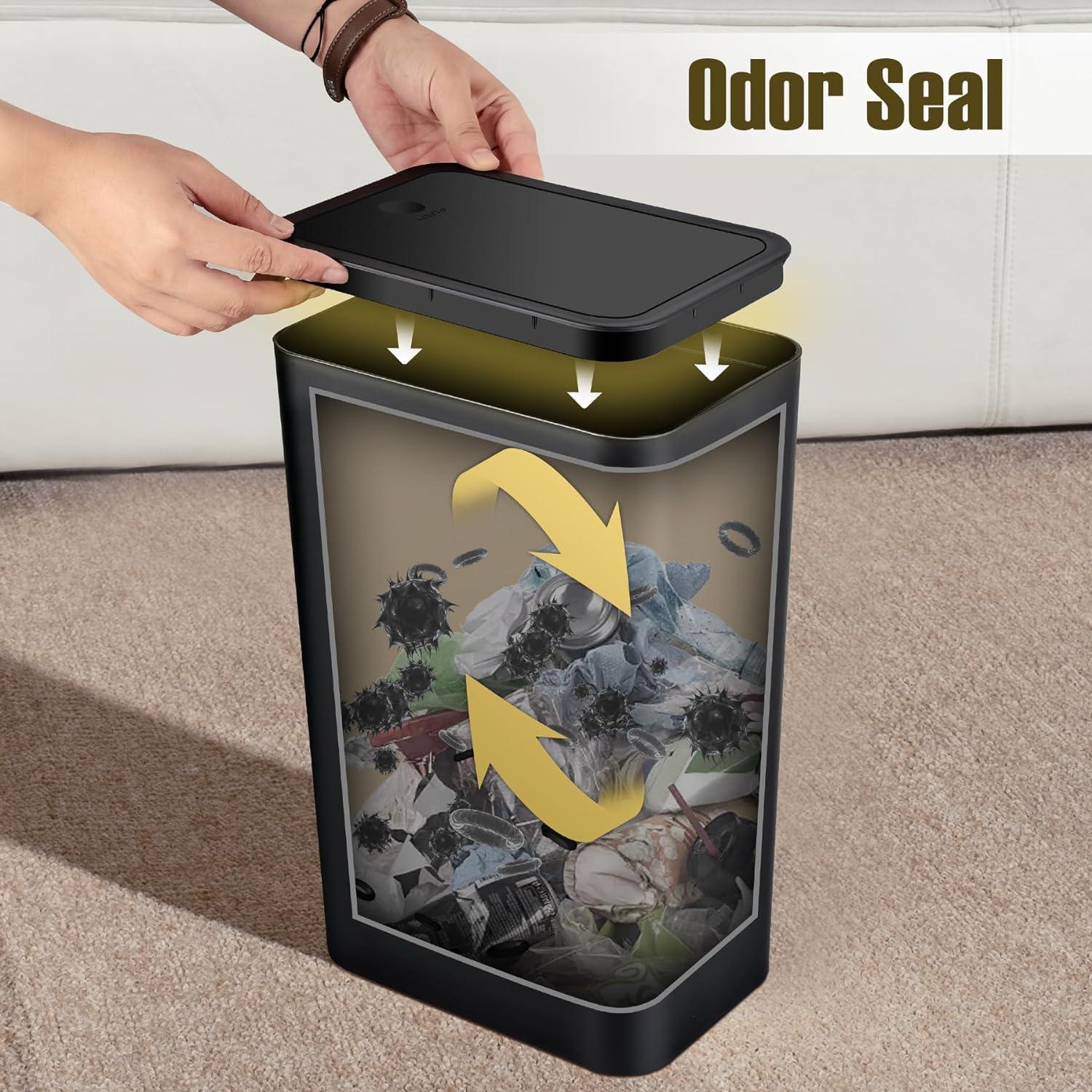 QEPWSCX Bathroom Garbage Can, Black