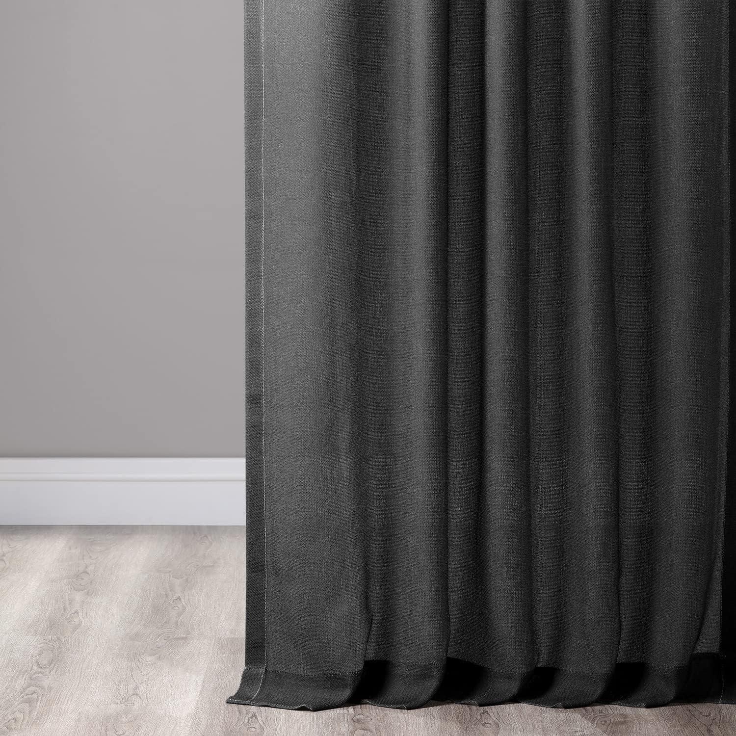 Ombre Black Faux Linen Sheer Curtain (1 Panel), Ombre Black, 50W X 96L