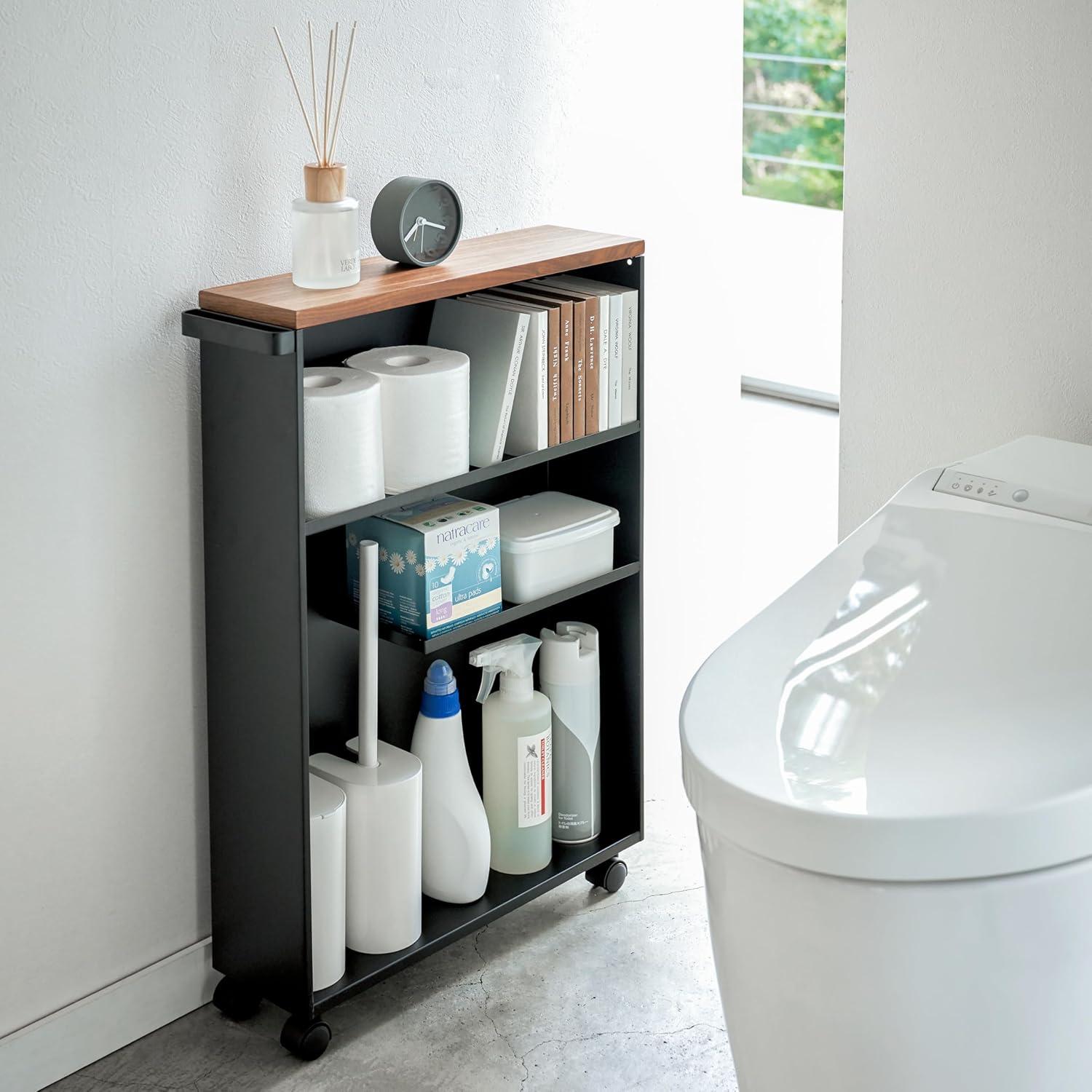 Yamazaki Slim Rolling Bathroom Cart with Handle