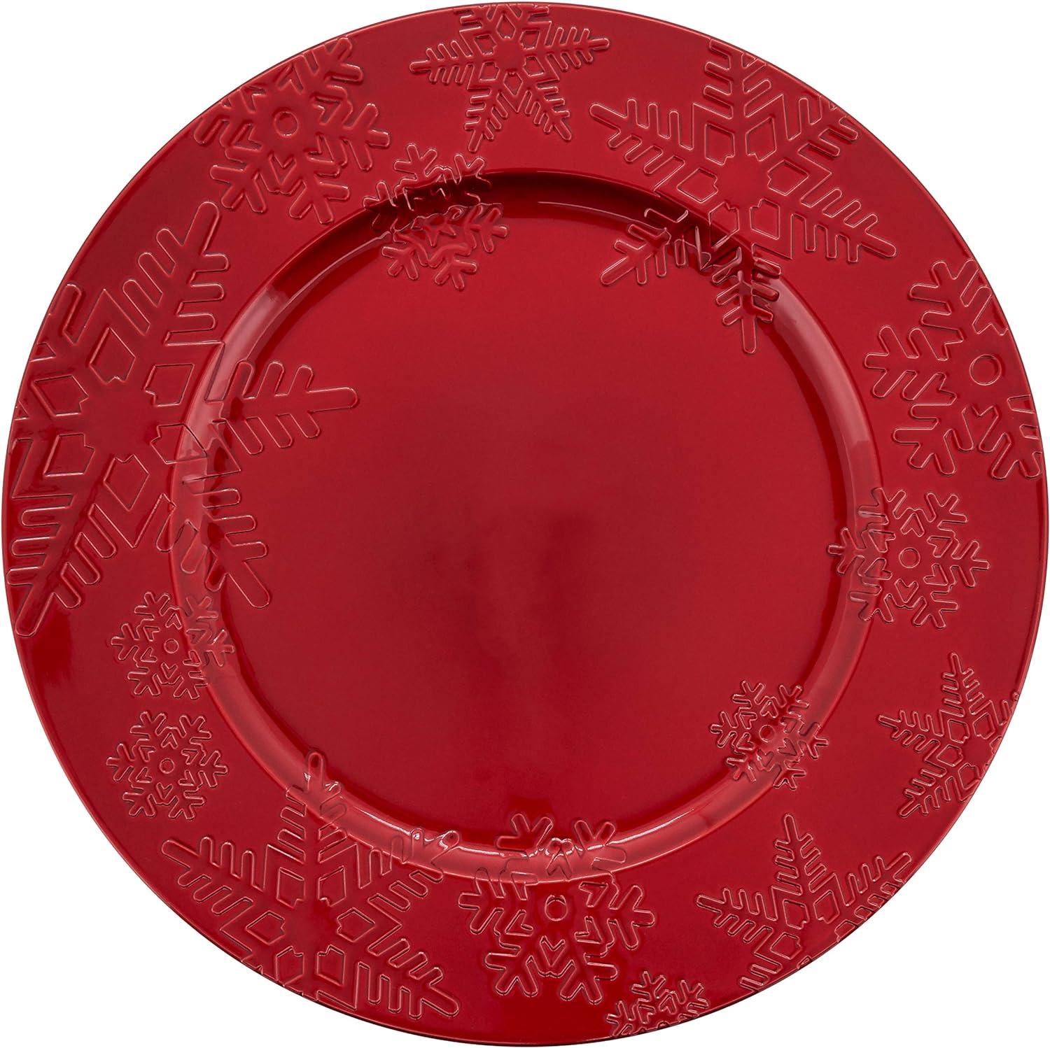 Saro Lifestyle Charger Plates with Snowflake Design (Set of 4)