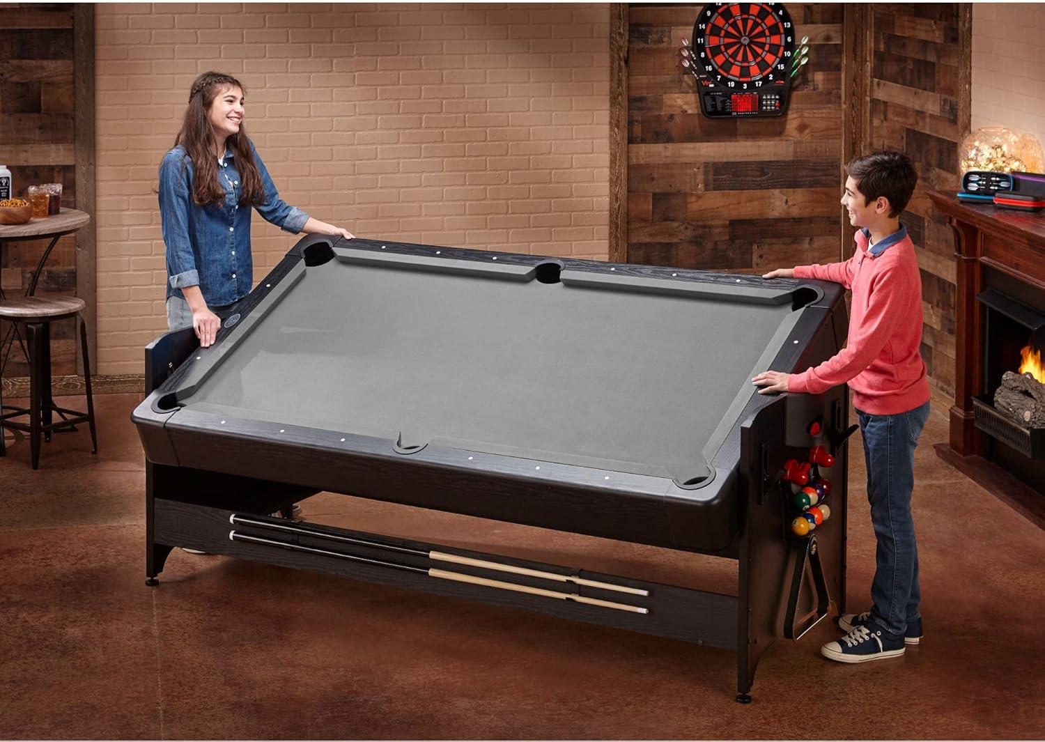 Gray 7-Foot 3-in-1 Multi-Game Table with Rotation