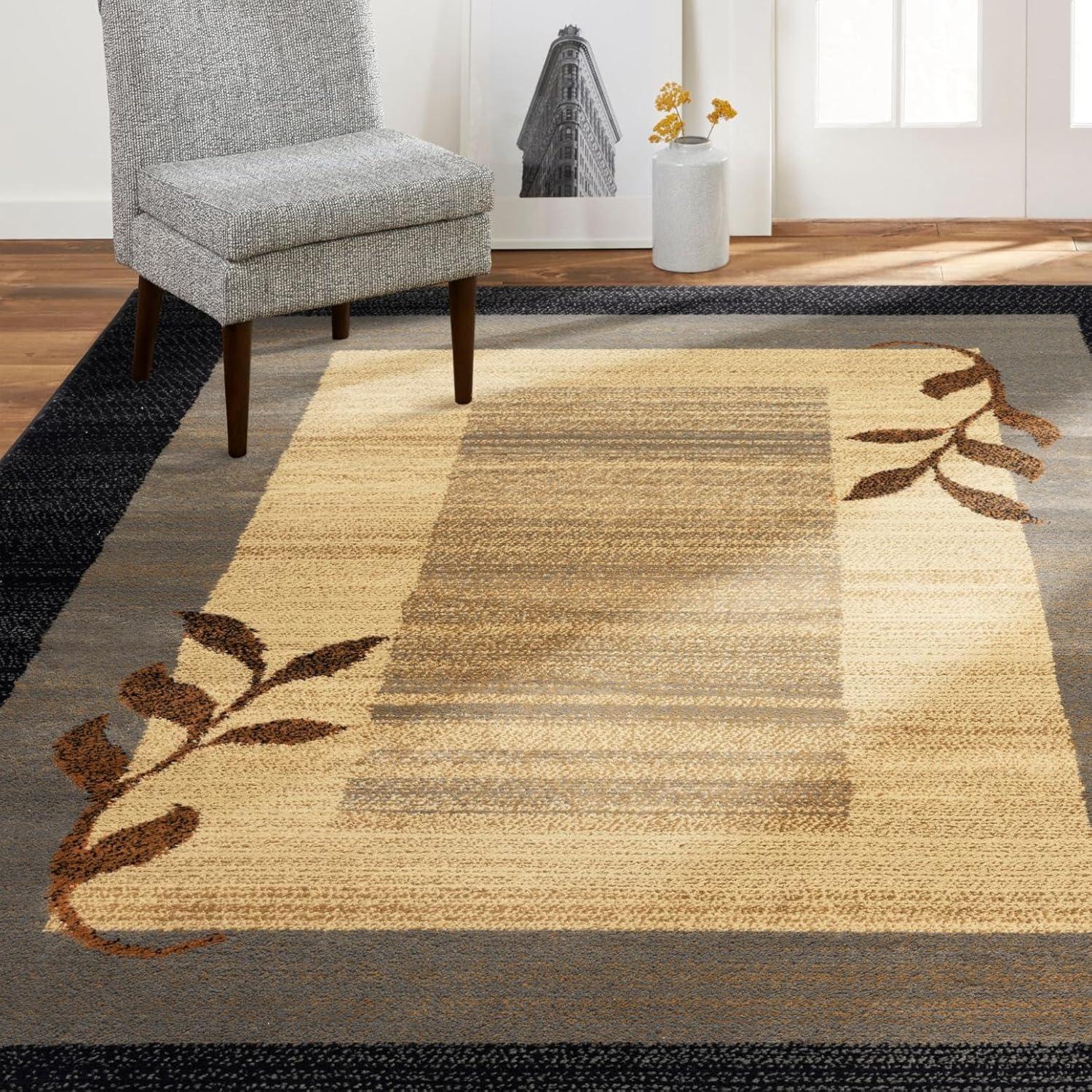 Home Dynamix Royalty Clover Contemporary Geometric Border Area Rug, Black/Blue, 43"x62"