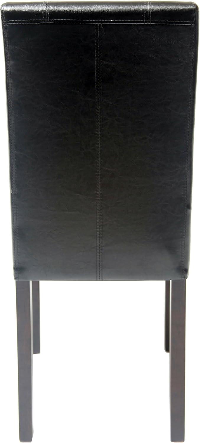 High-Back Black Faux Leather Parsons Side Chair