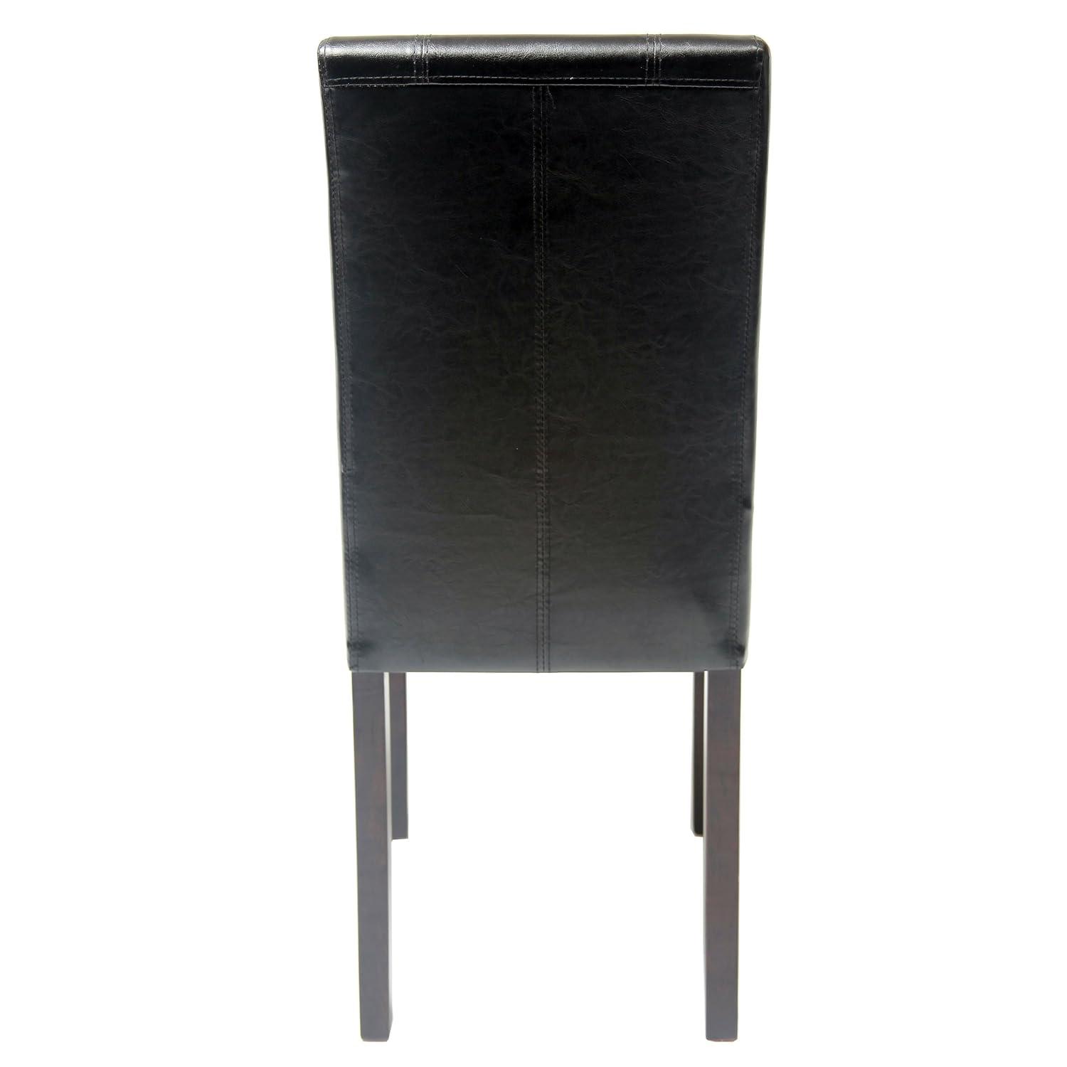 Roundhill Urban Style Solid Wood Leatherette Padded Parson Chair, Black, Set of 2