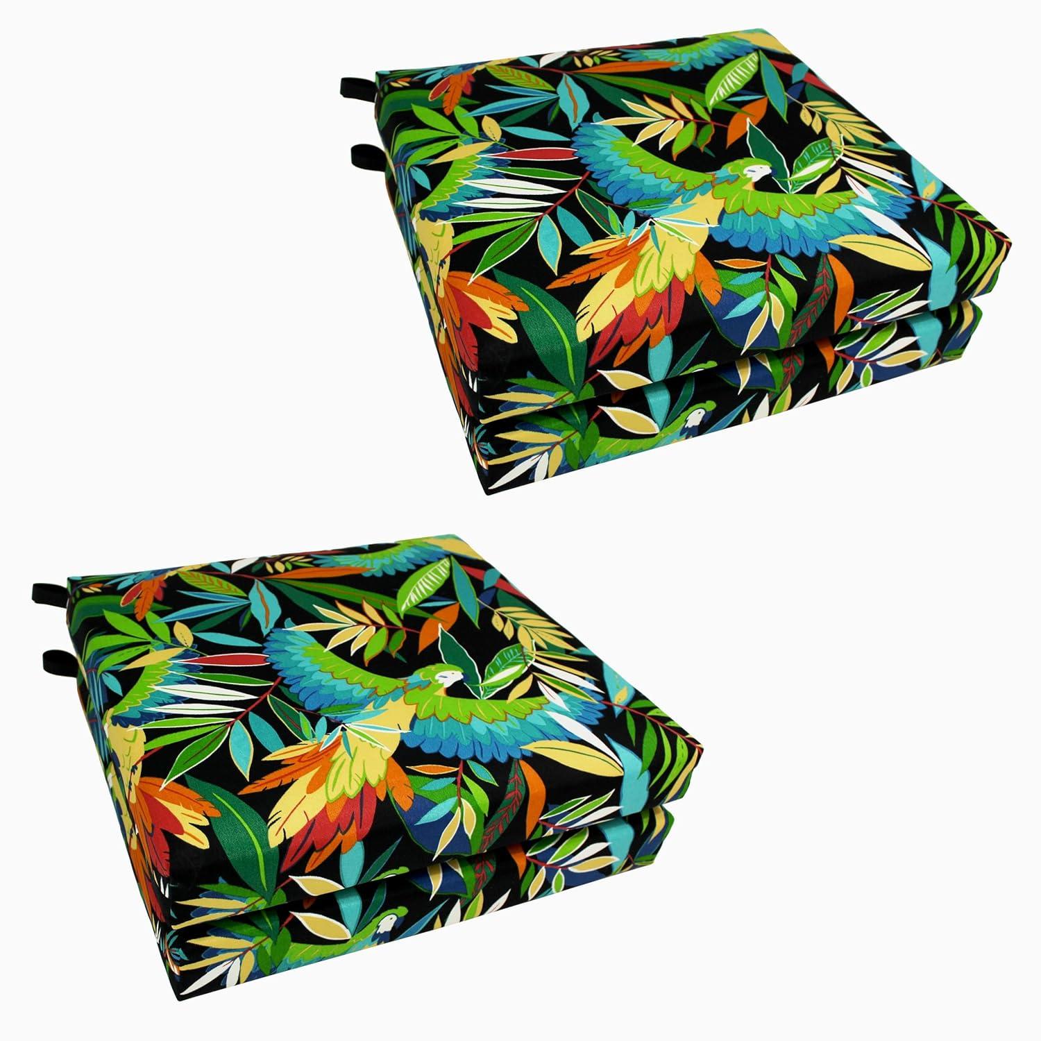 20-inch by 19-inch Spun Polyester Chair Cushion (Set of Four)-Color:Tucuman Ebony