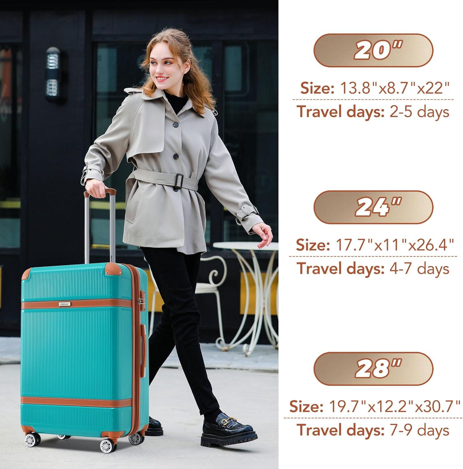 3 Piece Luggage Set, Travel Suitcase with 8 Spinner Wheels, Lock Collision-Protection Angle Rolling Travel Luggage