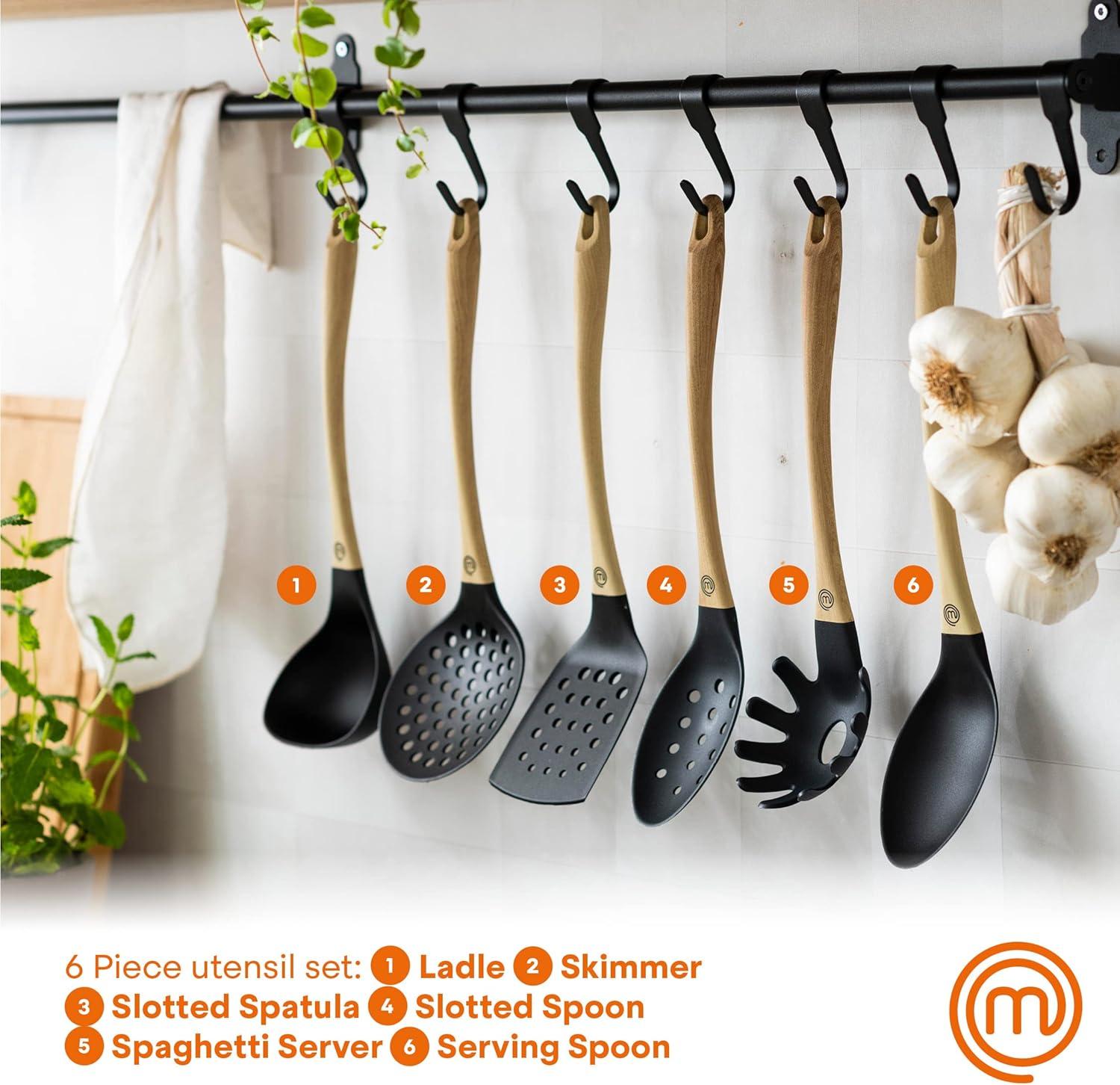 MasterChef® 6-Piece Utensil Set with Ergonomic Soft-Touch Handles in Black