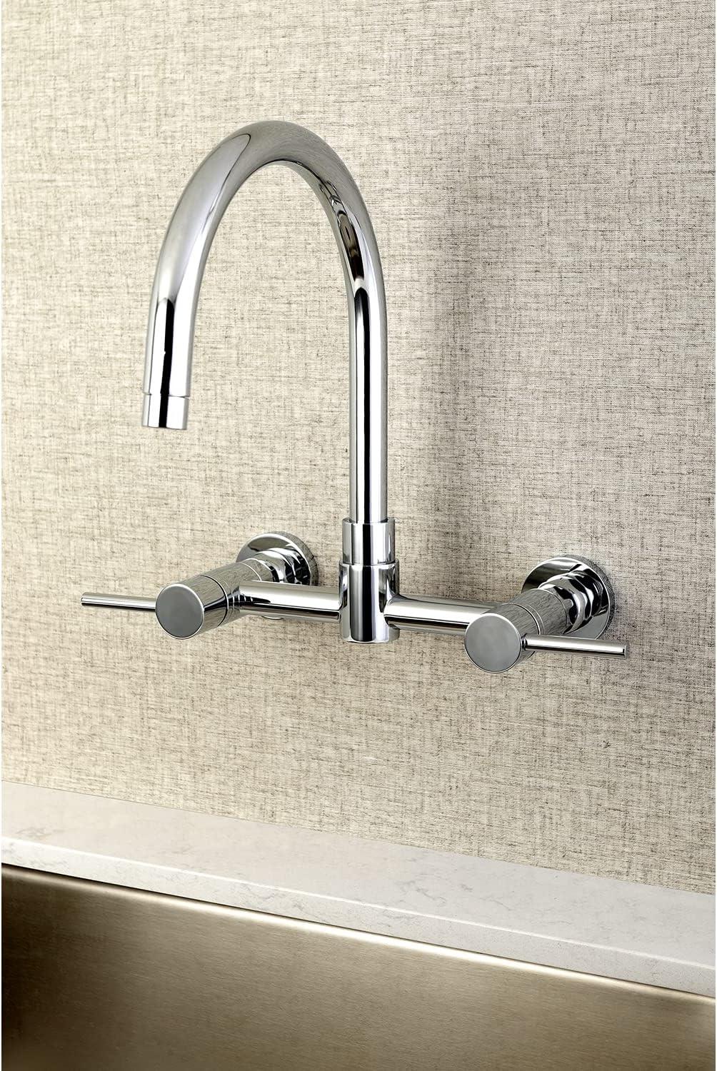 Kingston Brass Concord Double-Handle 2-Hole Wall-Mount Bridge Kitchen Faucet