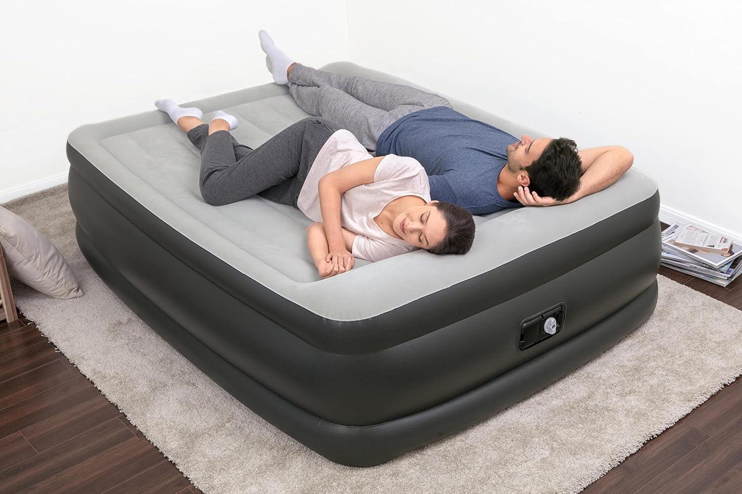 SleepLux Queen Size Raised Inflatable Air Mattress with Built-in Pump