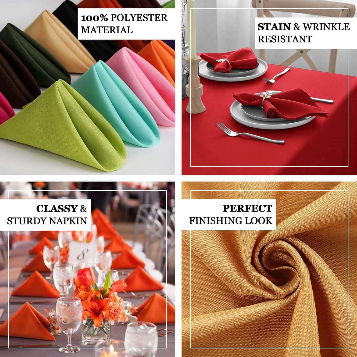 Efavormart Cloth Napkins Set of 5, 17x17  Inch Nude Beige Seamless Dinner Napkins, Washable Linen Table Napkin Cloth with Hemmed Edges for Weddings, Party and Banquet